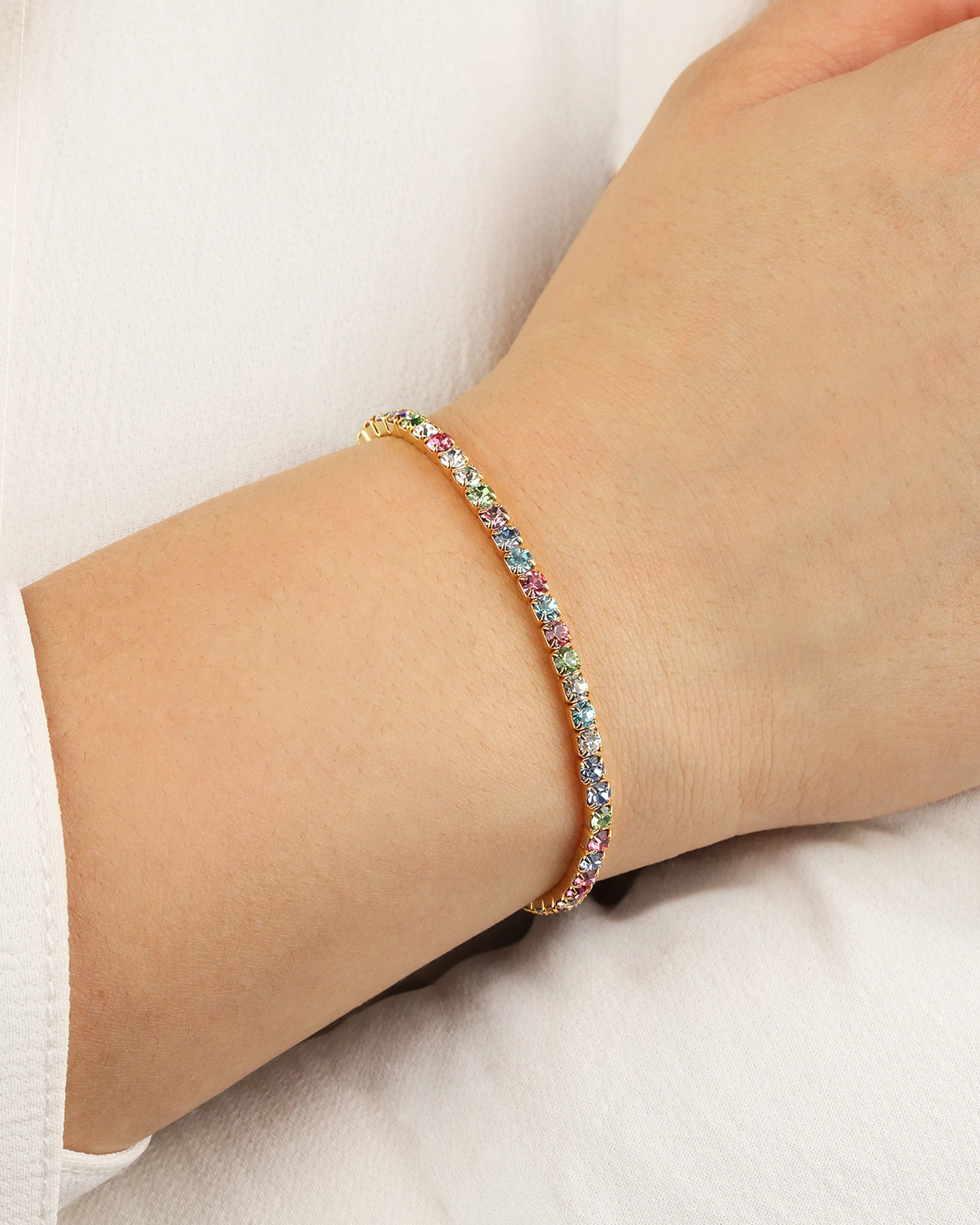 1 Row 3mm Crystal Stretch Bracelet - Image 2