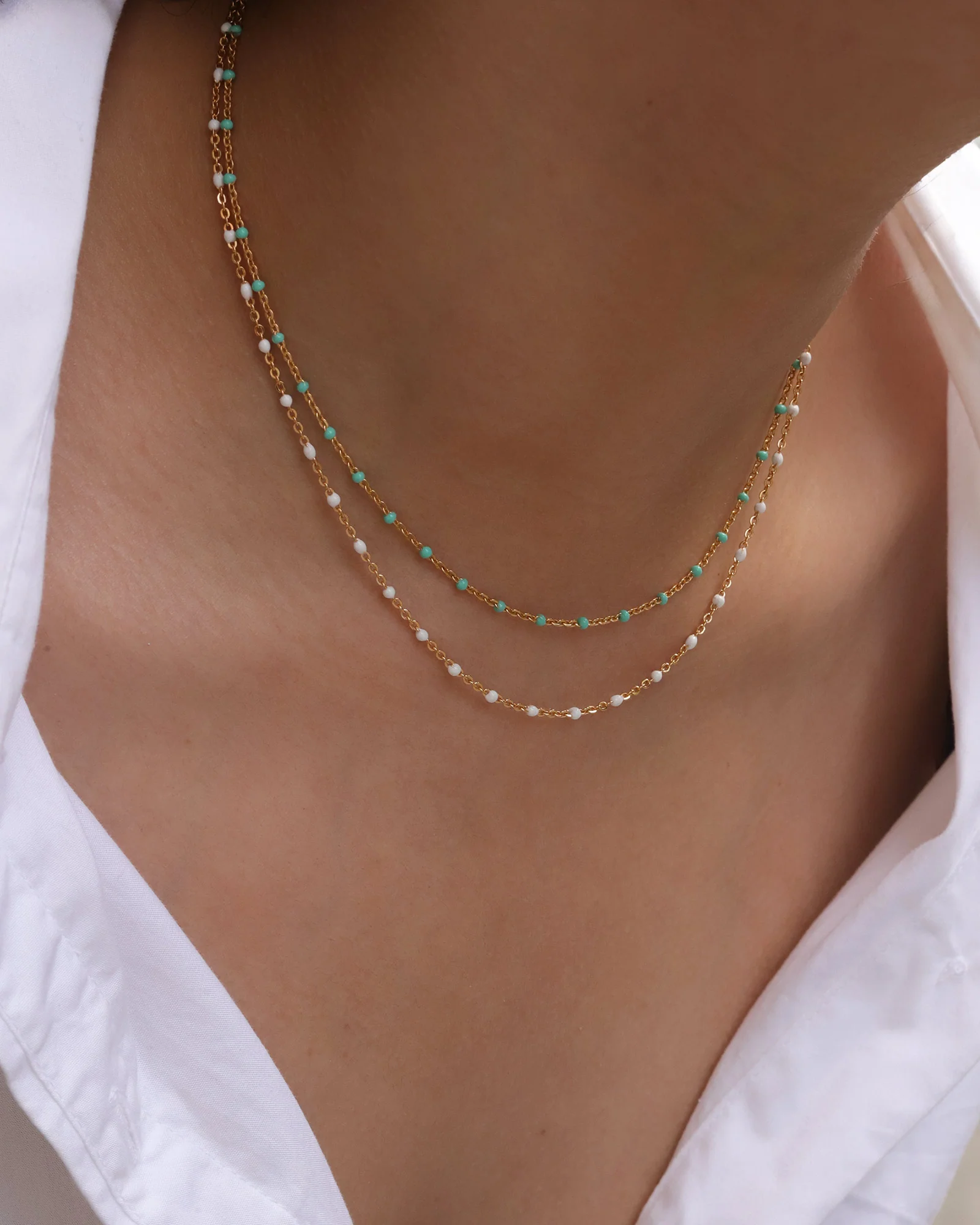 Enamel Beaded Chain Necklace - Image 2