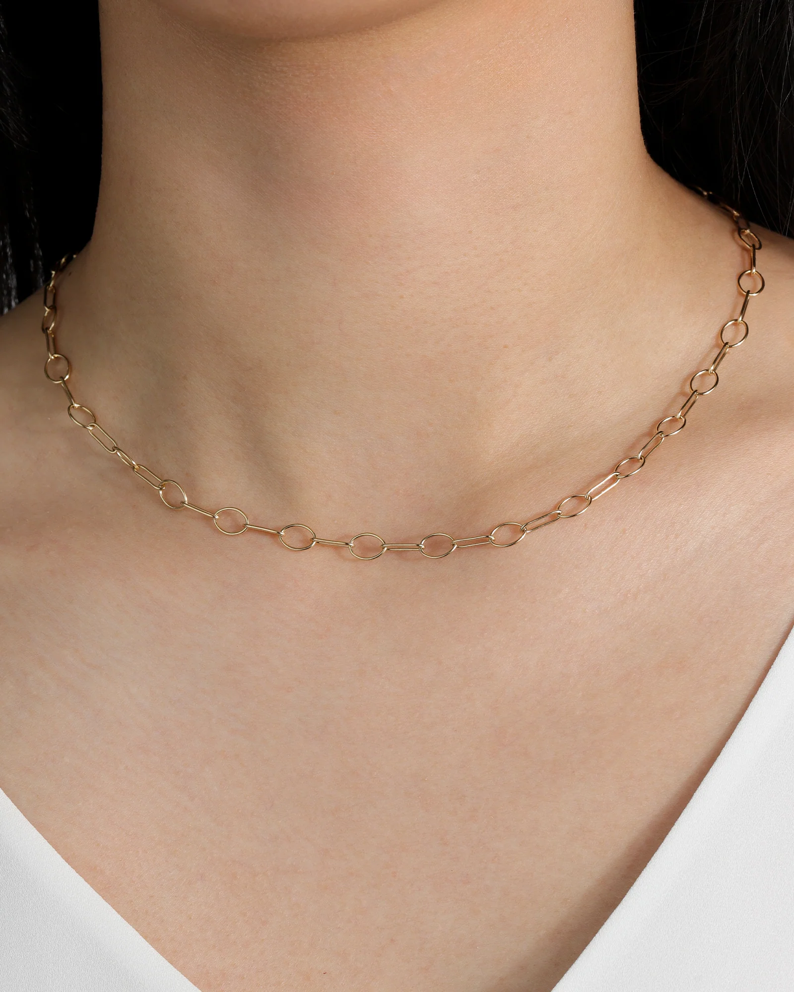 Oval Flat Link Chain Necklace - Image 3