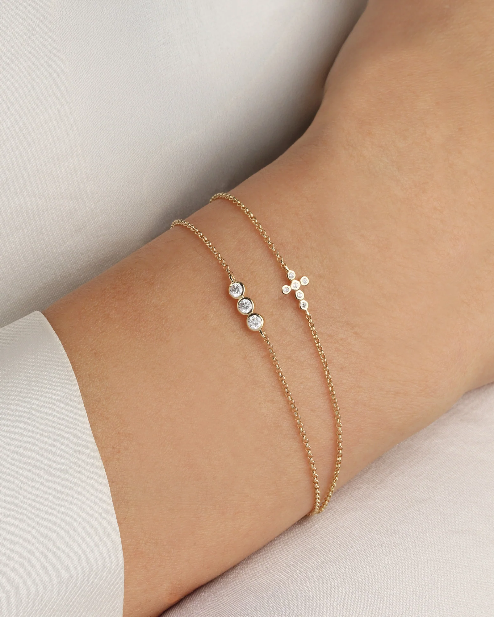 Three Bezel Diamond Bracelet - Image 2