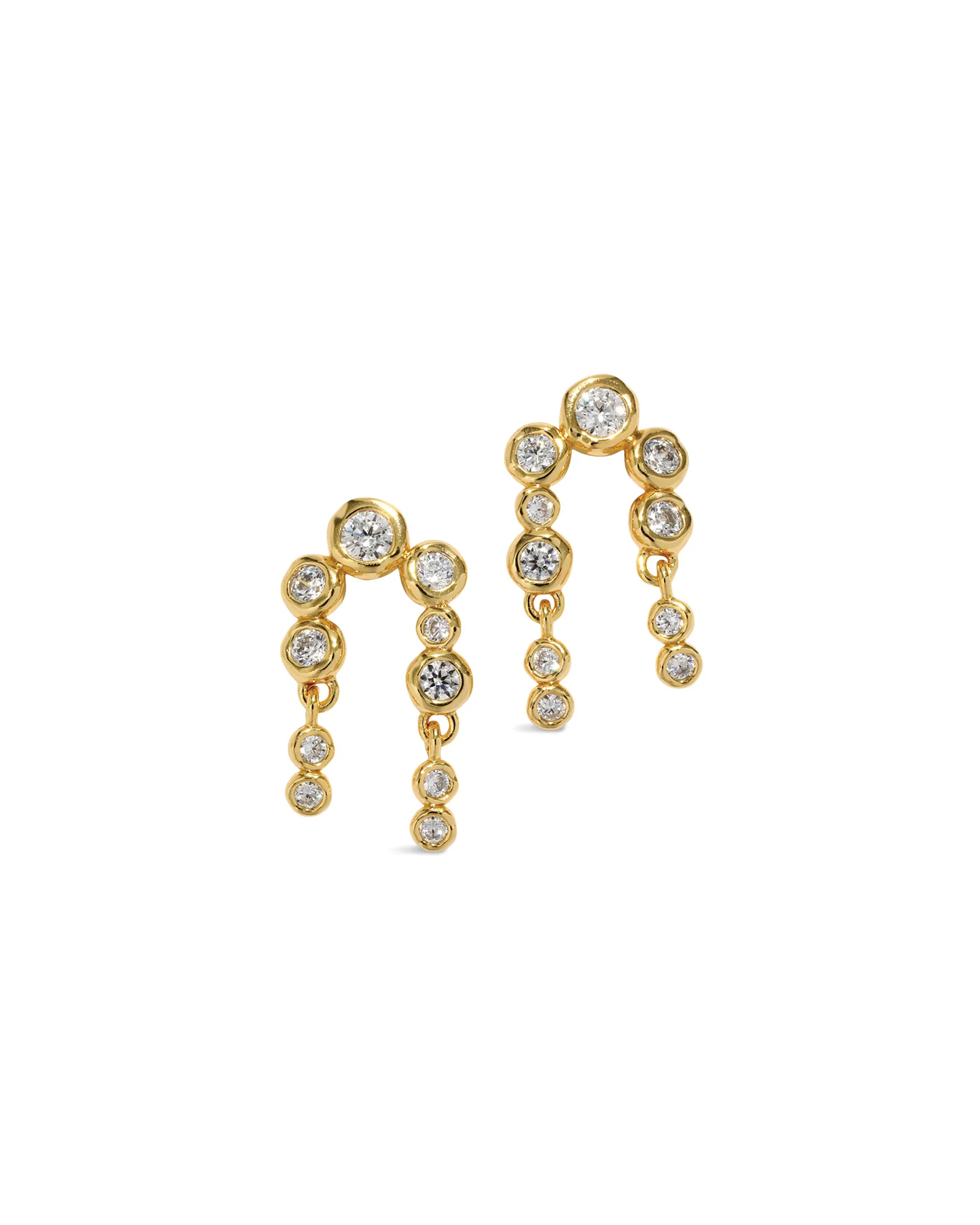 Asterales Gold CZ Arched Post Earrings