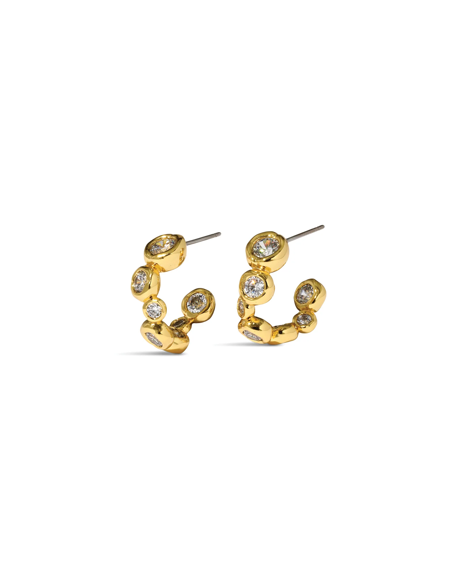 Asterales Gold CZ Small Hoop Earrings
