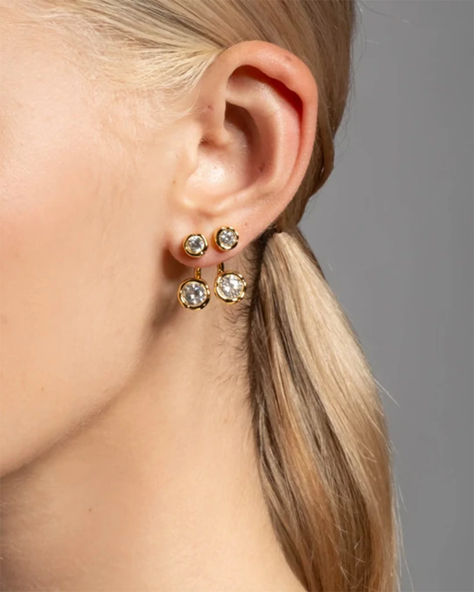 Asterales Molten Front Back CZ Earrings - Image 3