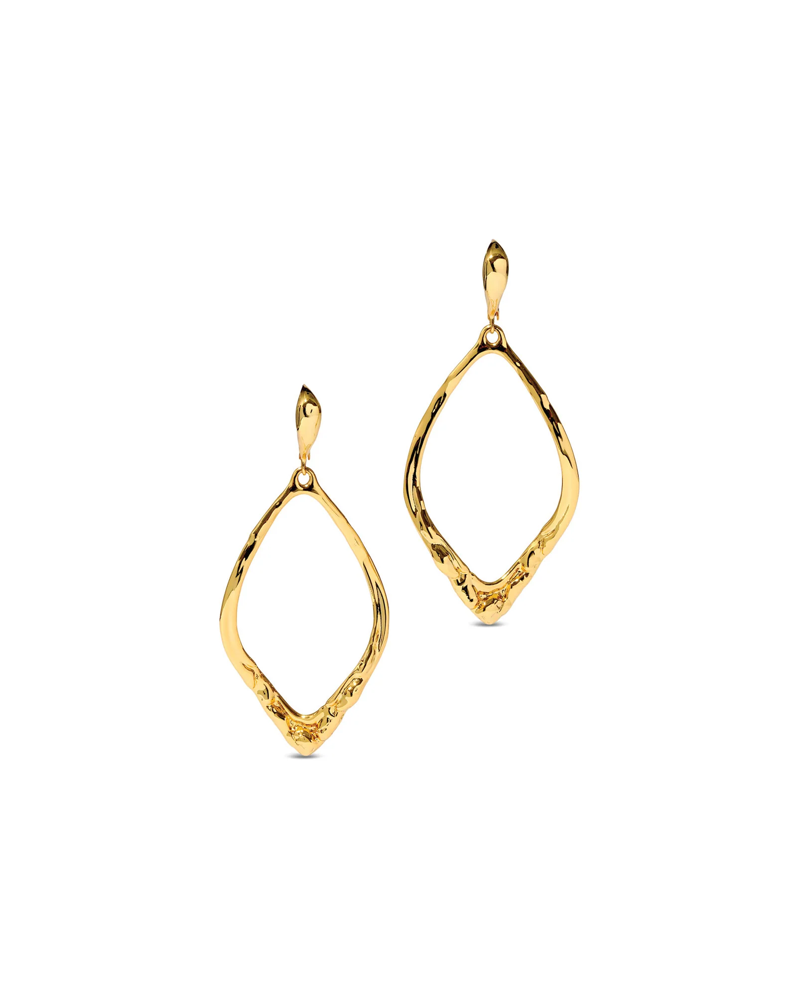 Brut Gold Open Oval Leverback Earrings