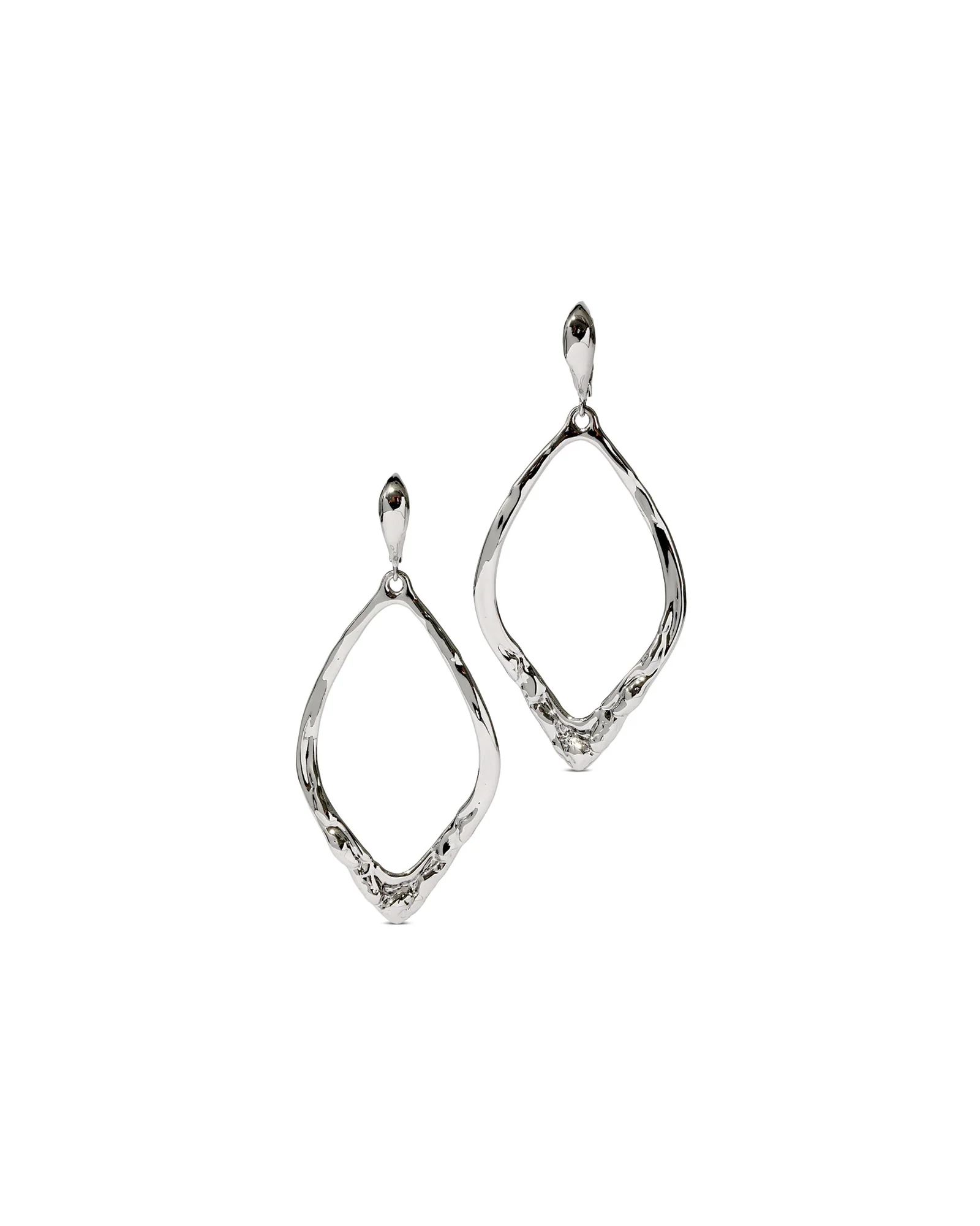 Brut Silver Open Oval Leverback Earrings