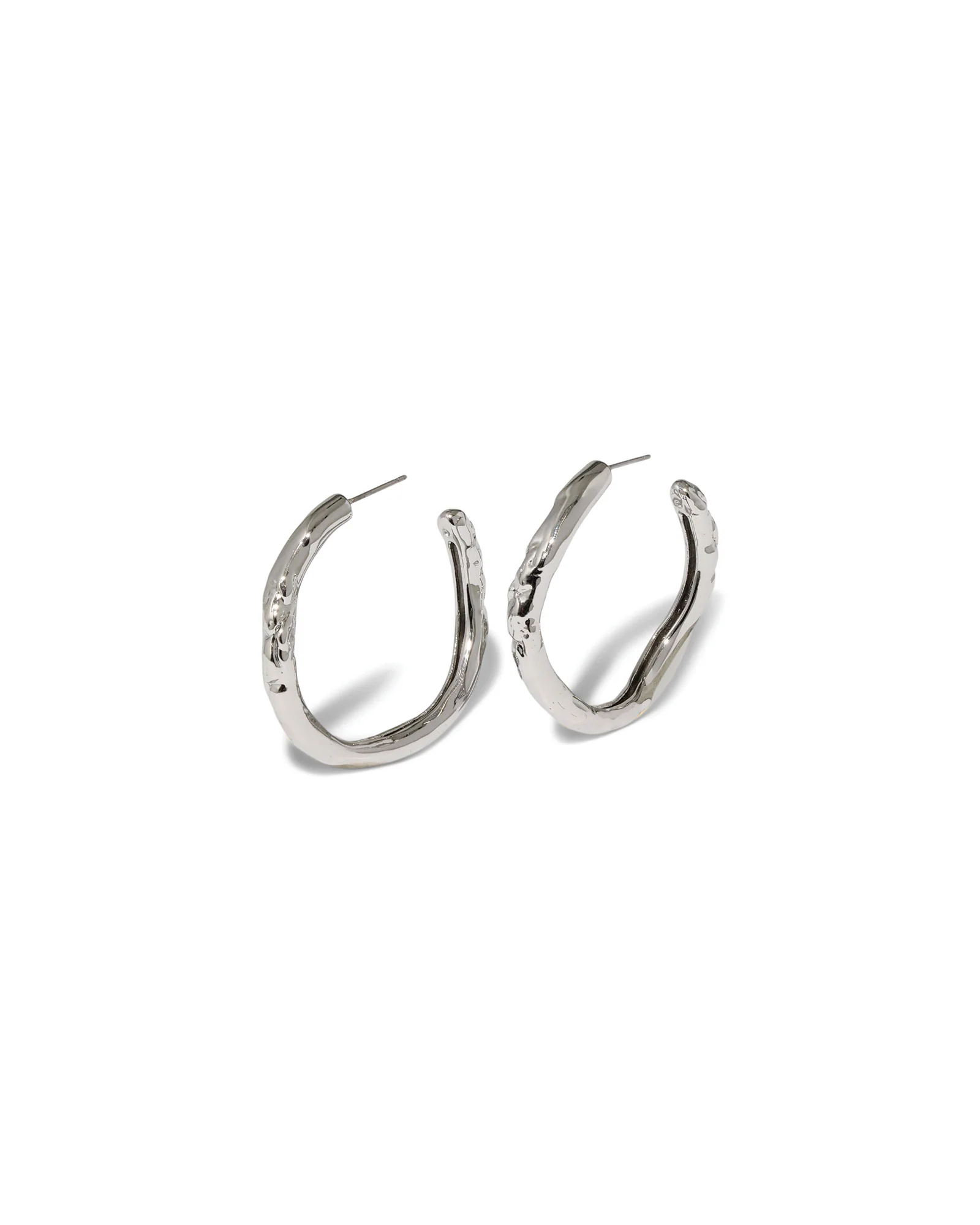 Brut Silver Tube Hoop Earrings