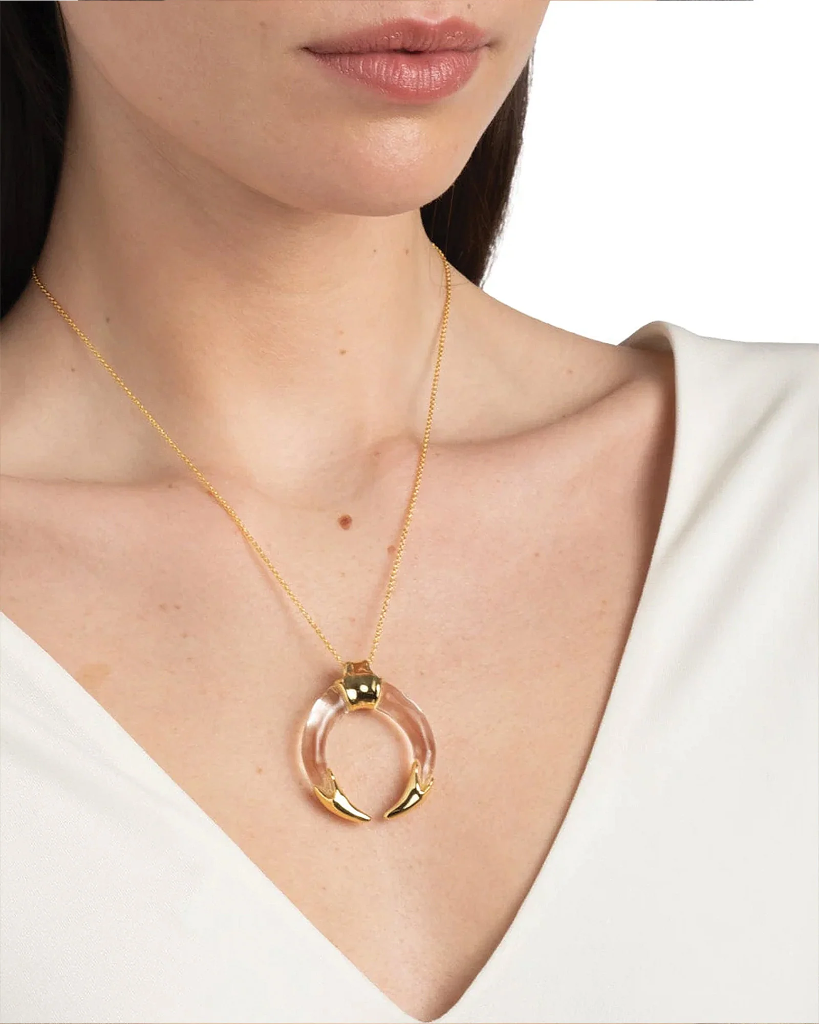 Gilded Tusk Lucite Necklace - Image 2