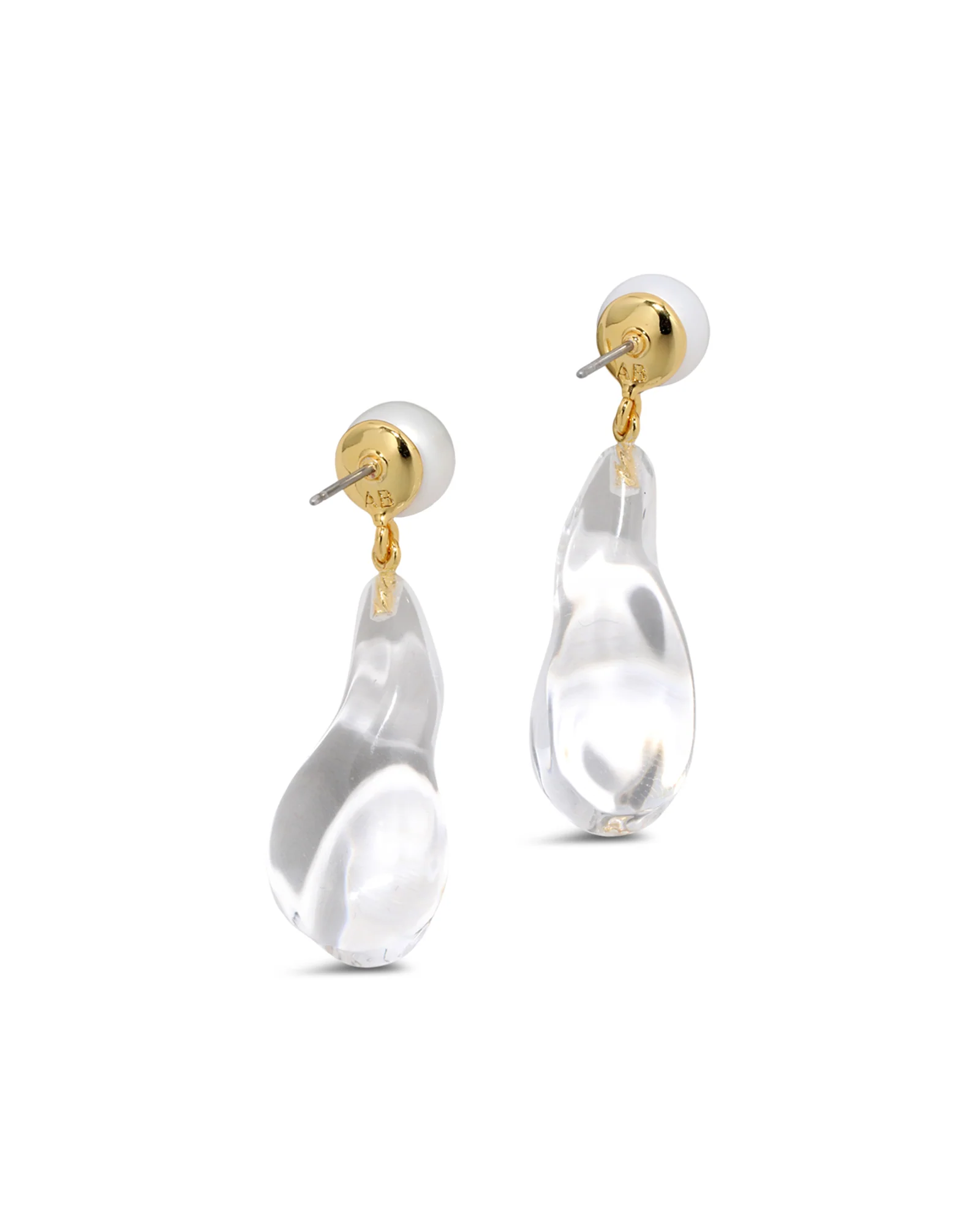 Liquid Lucite Freshwater Pearl Drop Earrings - Image 3