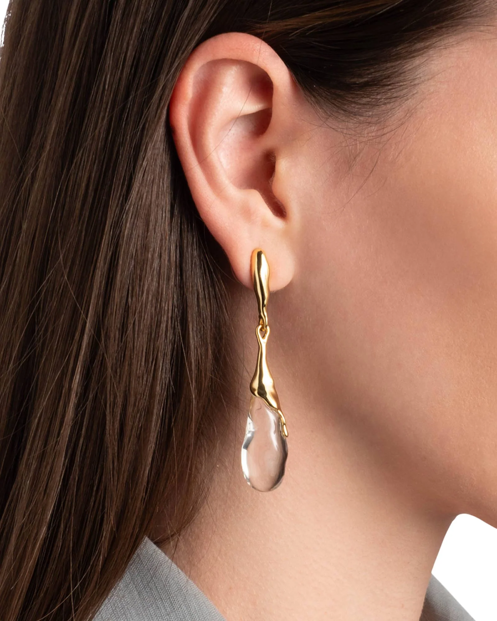 Liquid Lucite Teardrop Post Earrings - Image 2