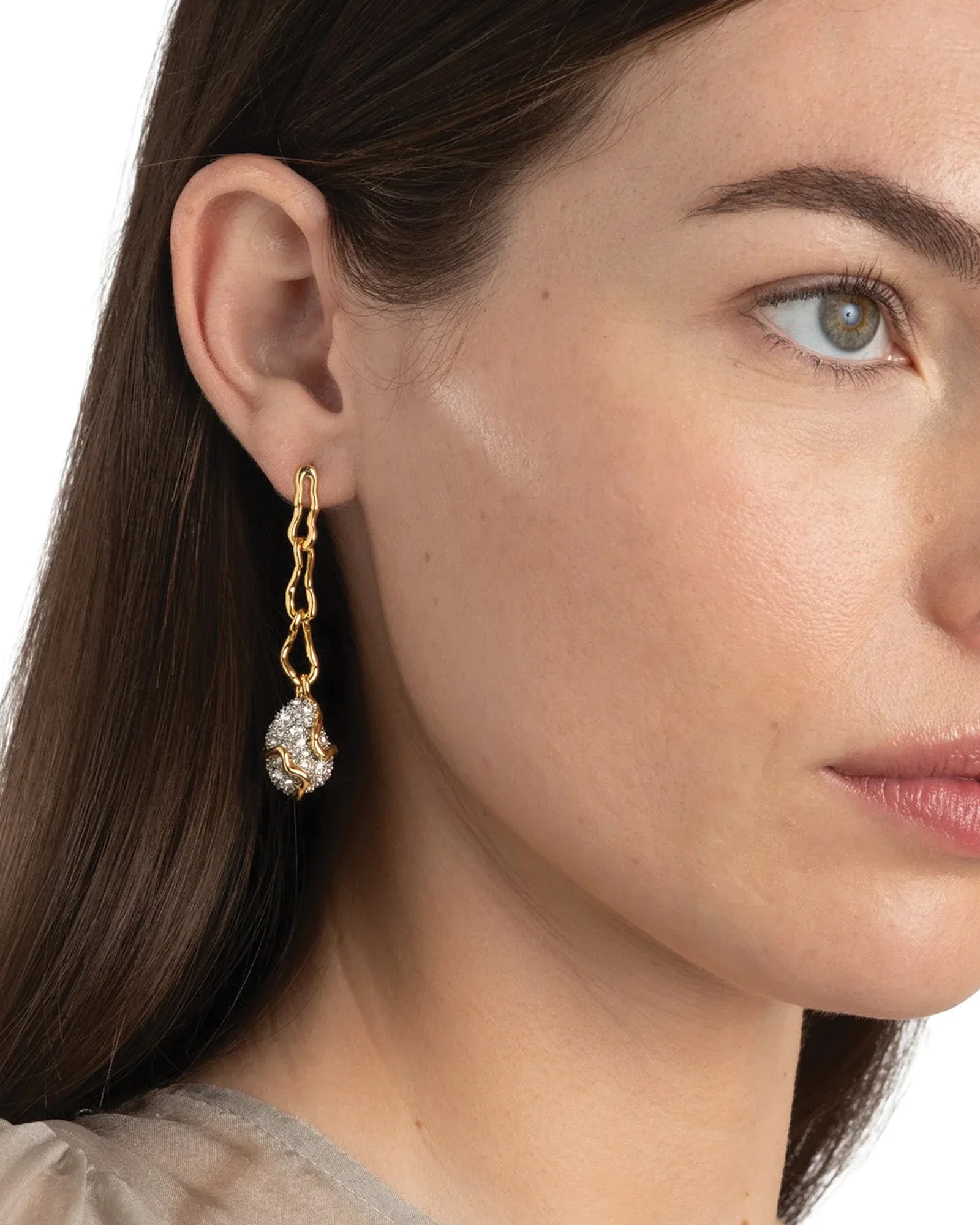 Solanales Crystal Linked Pebble Earrings - Image 2