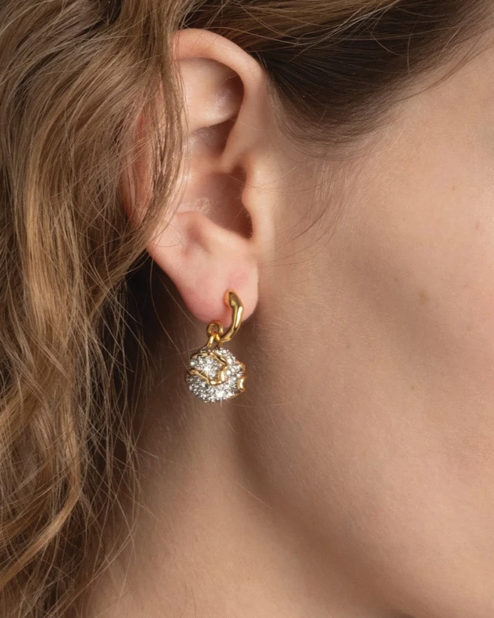 Solanales Crystal Petite Pebble Hoop Earrings - Image 4