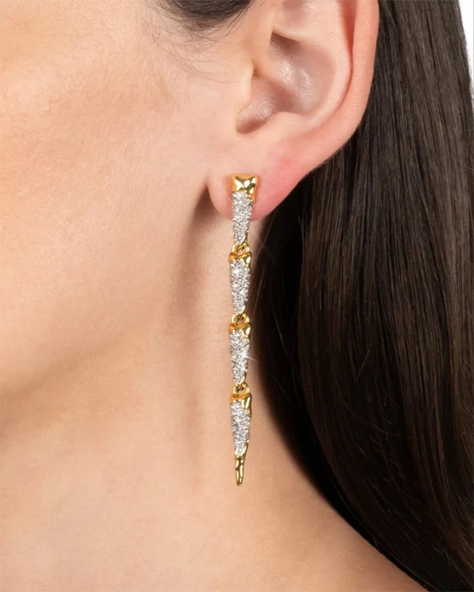 Solanales Crystal Spear Linear Earrings - Image 2
