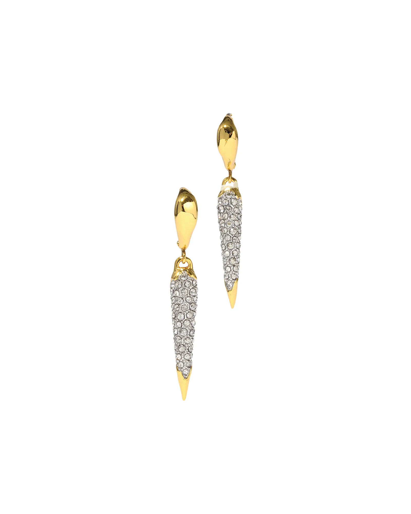 Solanales Gold Crystal Spear Leverback Earrings