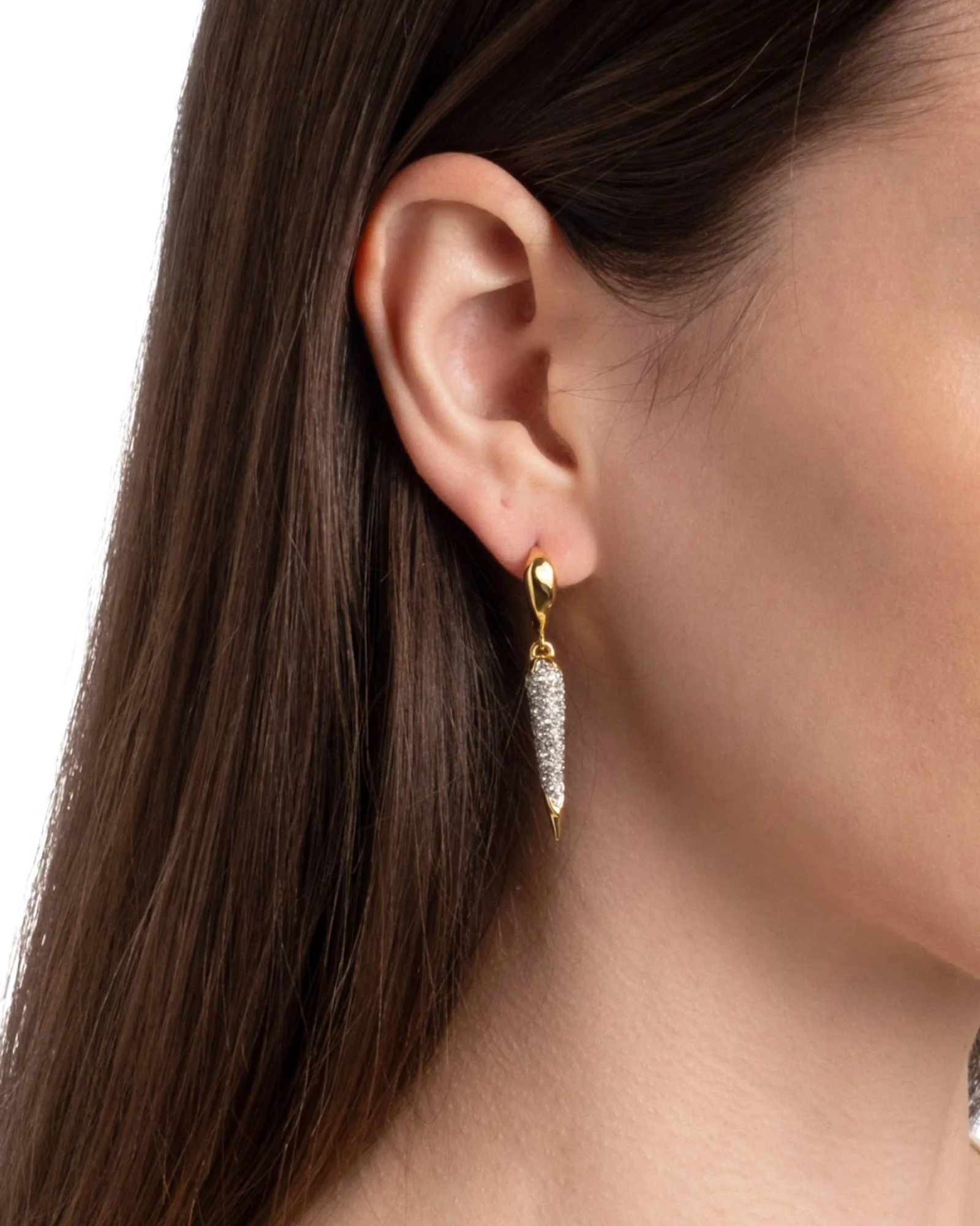 Solanales Gold Crystal Spear Leverback Earrings - Image 2