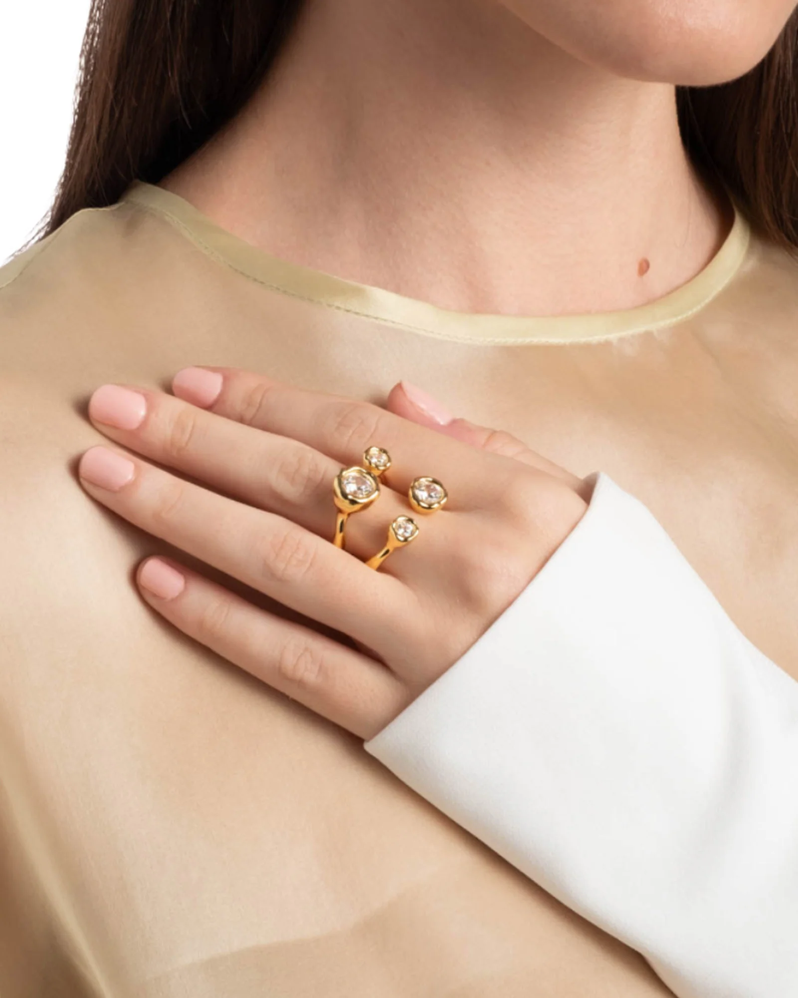 Asterales Gold Open CZ Ring - Image 2