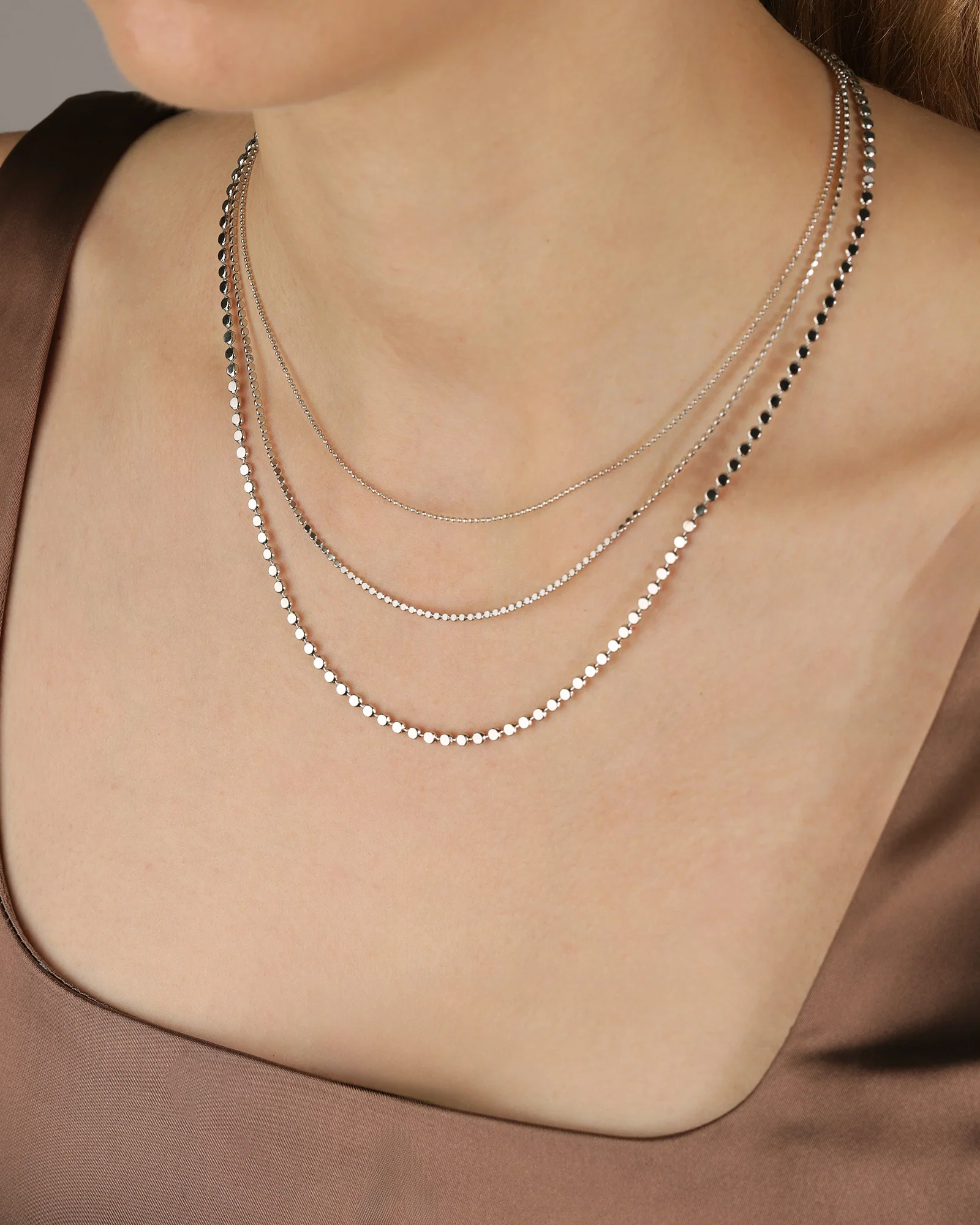 3 Row Ball Disc Necklace - Image 2