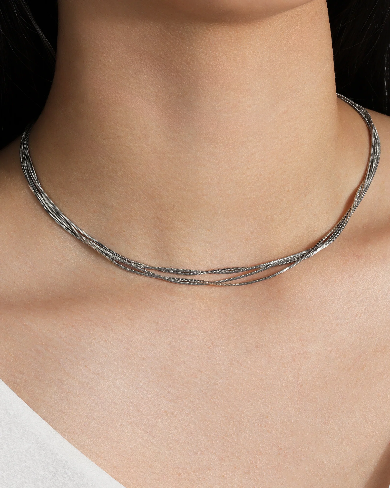 4 Row Snake Chain Necklace - Image 2
