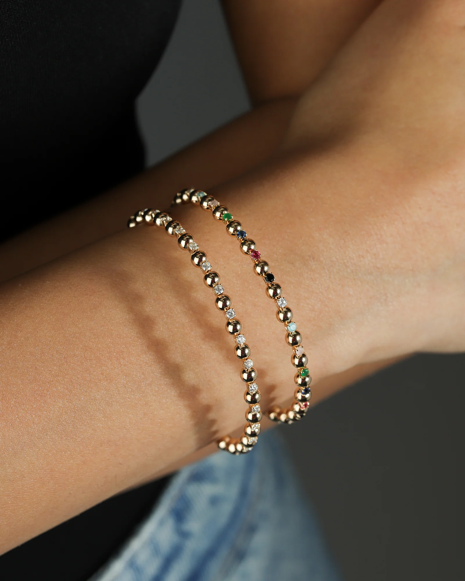 Alternating CZ Ball Coil Cuff - Image 2