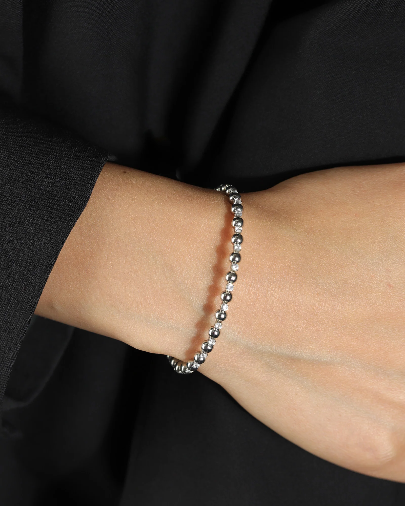 Alternating CZ Ball Coil Cuff - Image 2