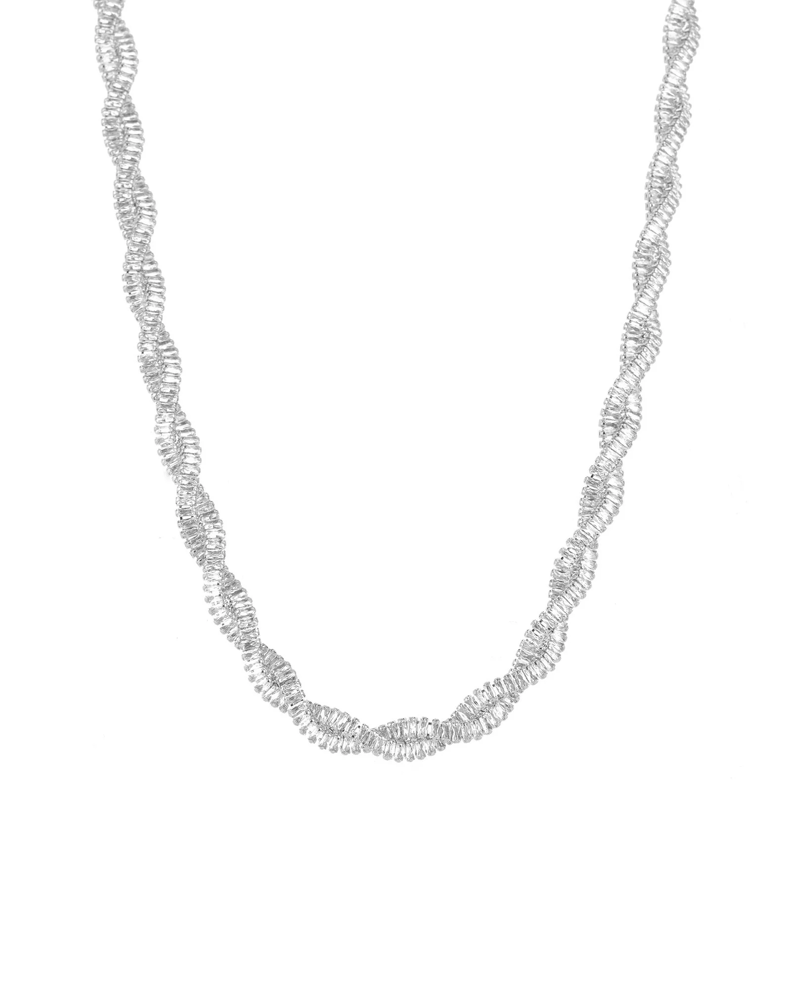 Baguette Two Row Twist Necklace