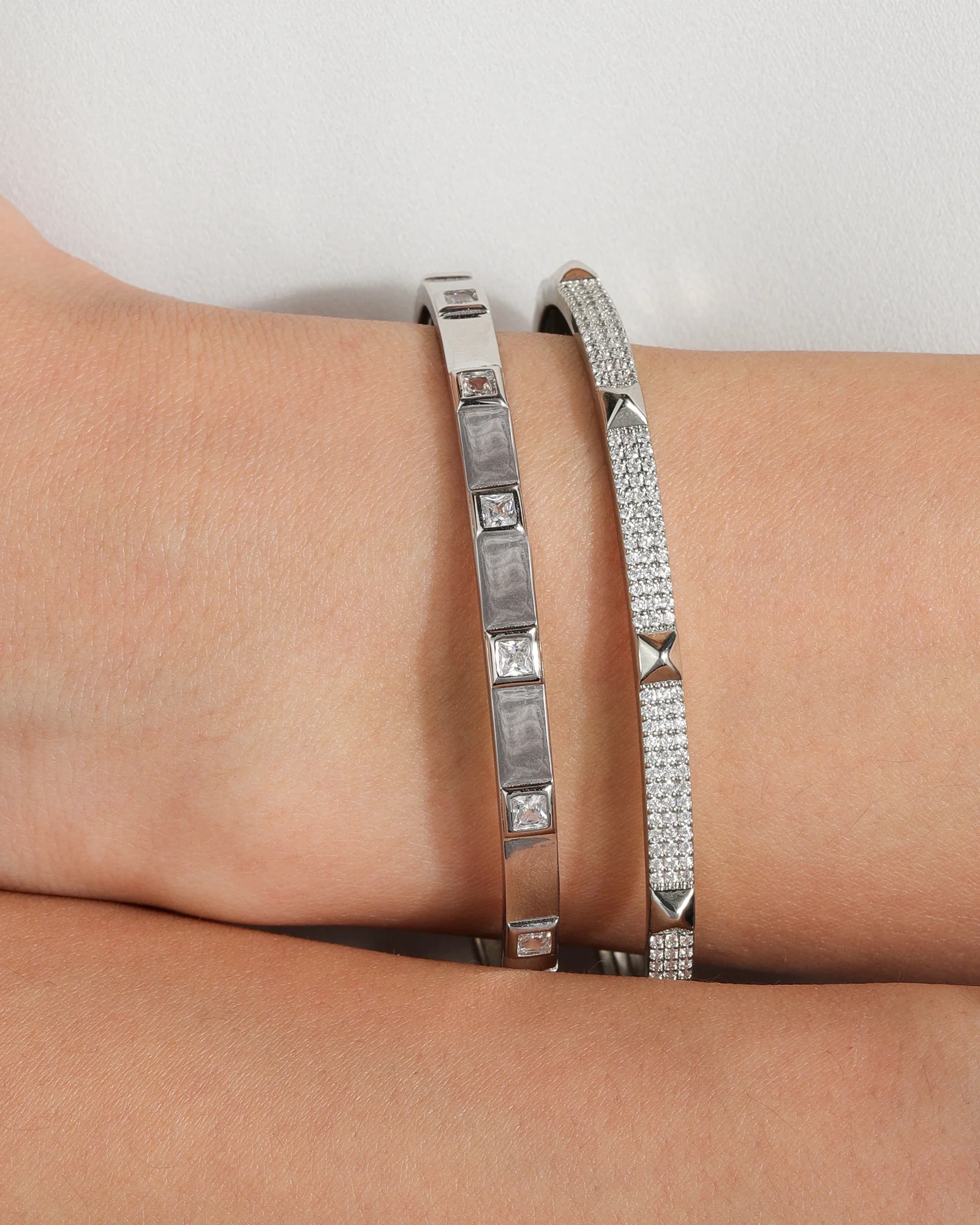 Square CZ Hinge Bangle - Image 2