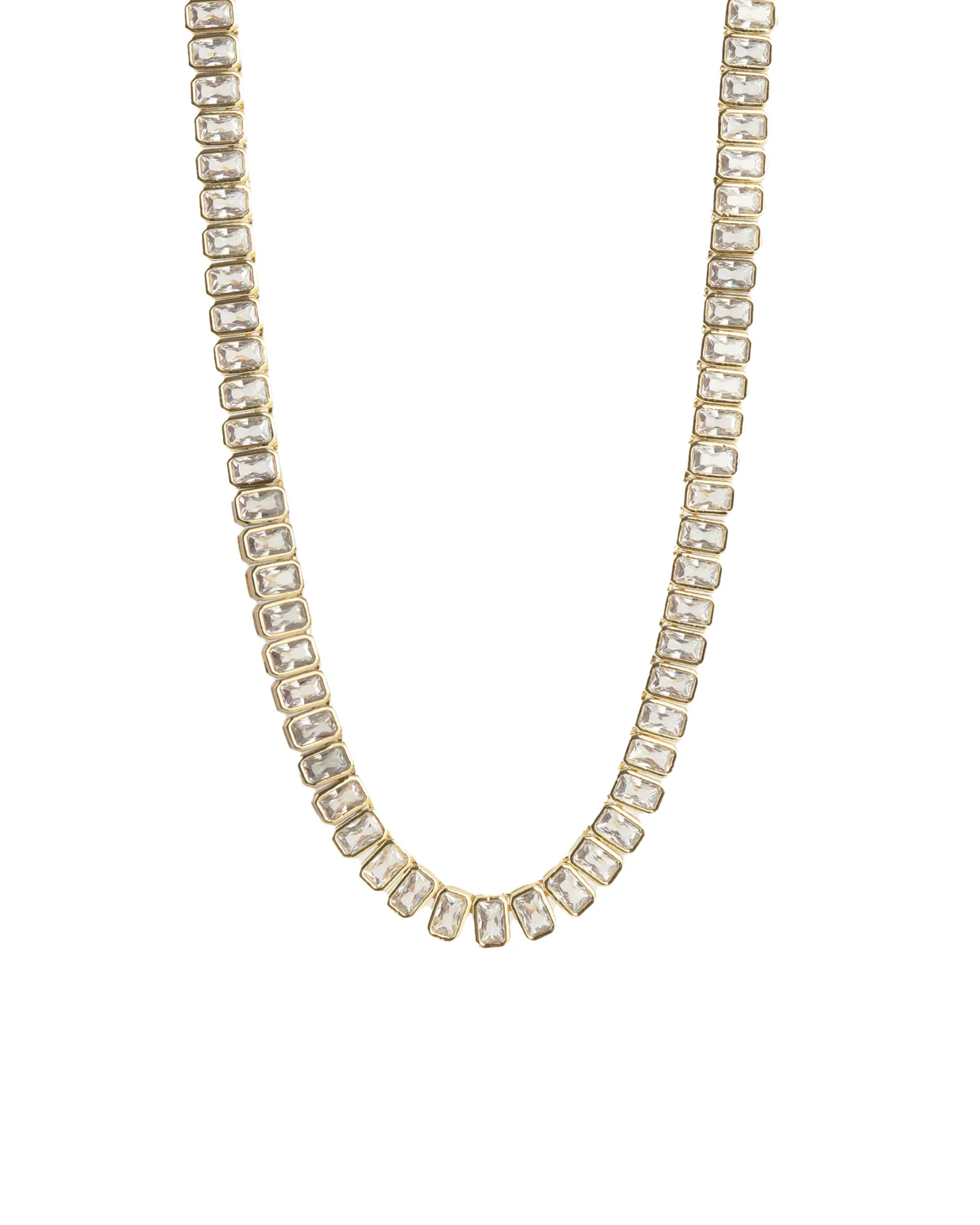 Tennis Rectangle CZ Necklace