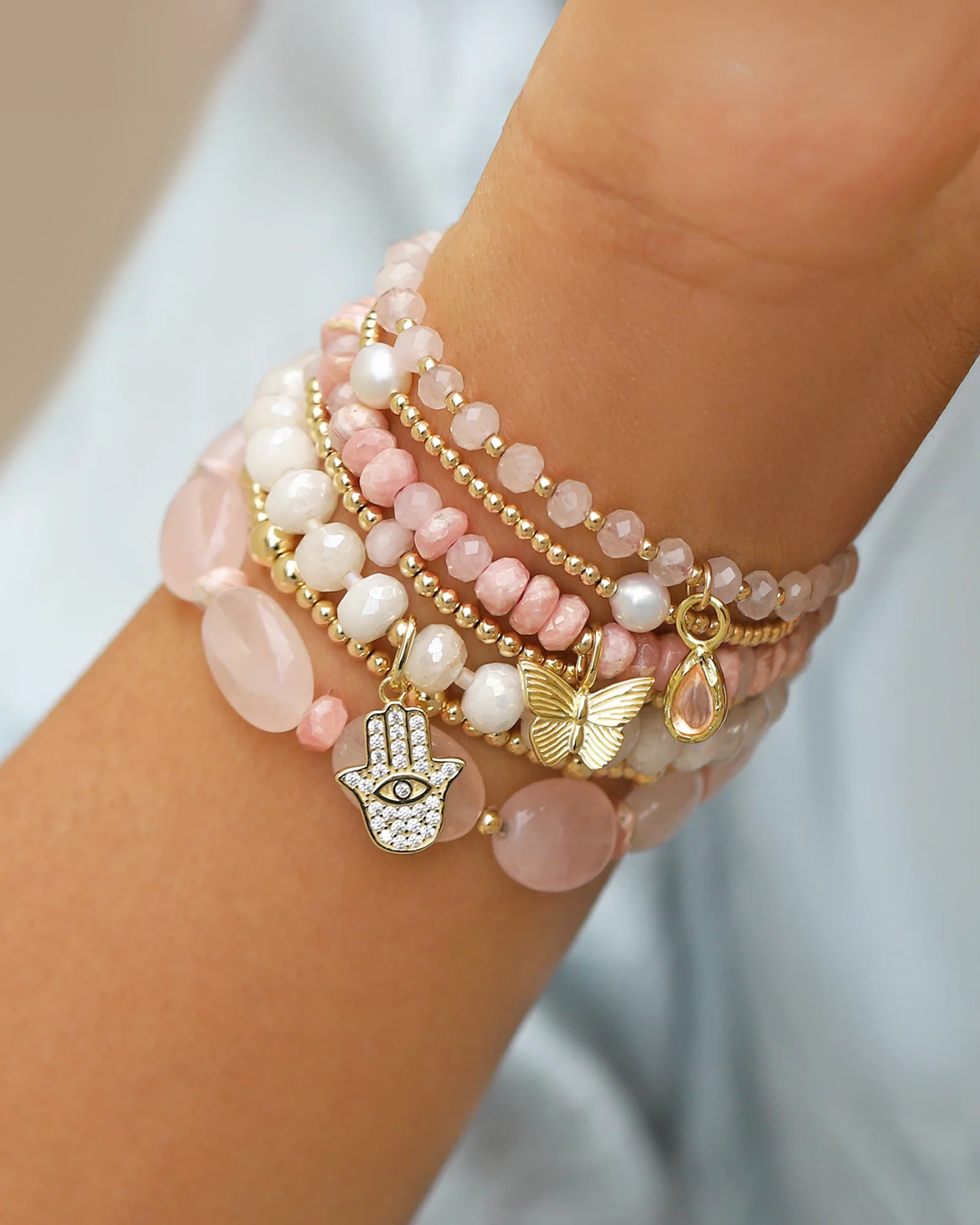 Butterfly Charm Beaded Bracelet - Image 2