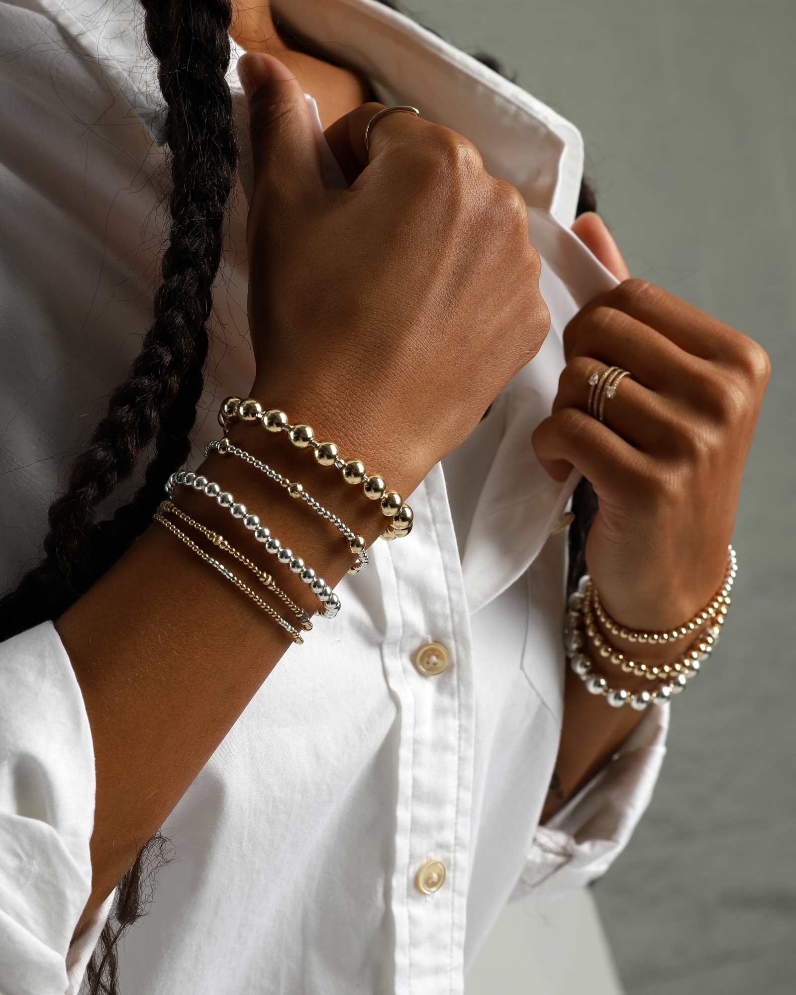 Two Tone Mixed Beaded Bracelet | 2.5mm - Image 2