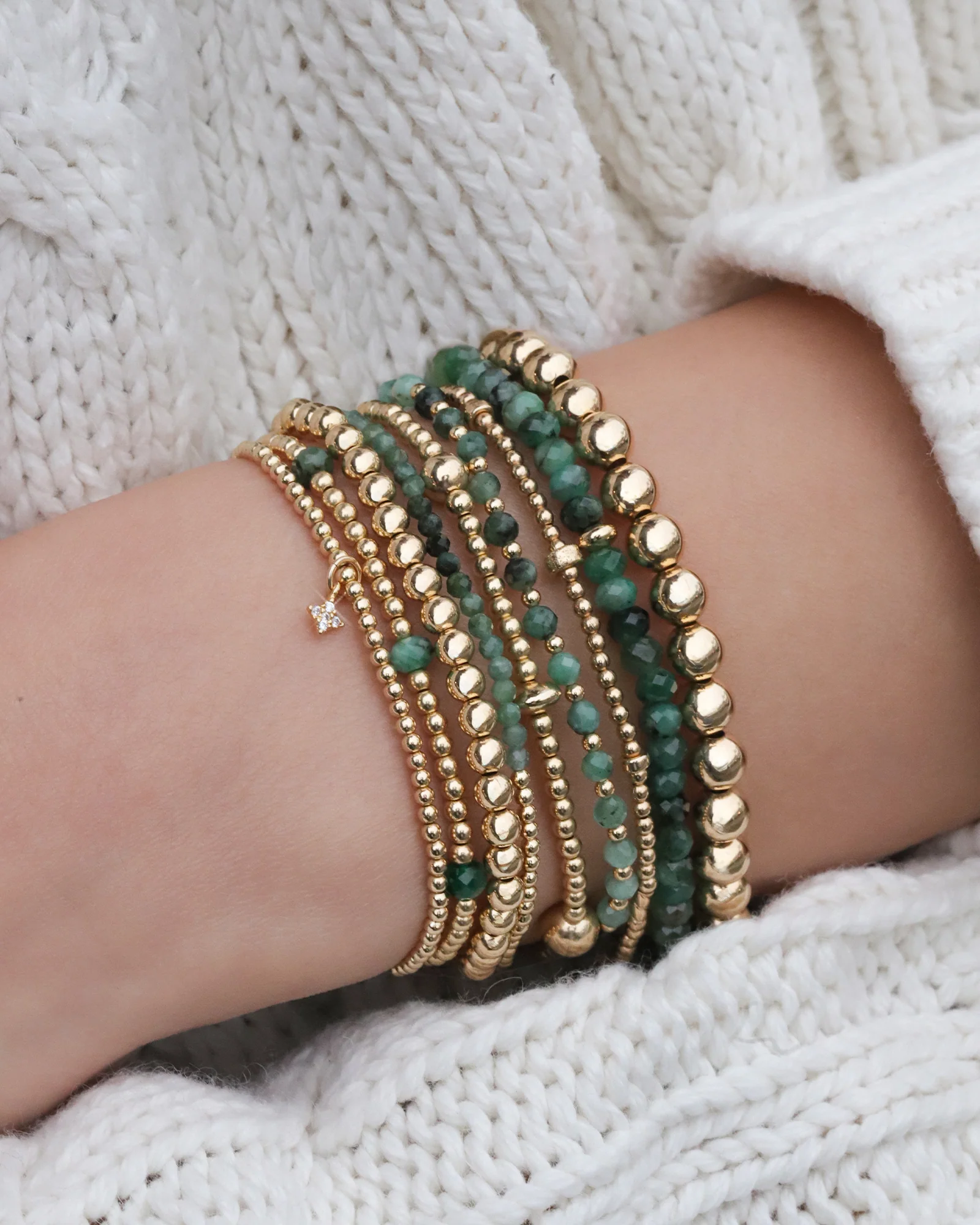 Beaded 7 Stone Bracelet | 2.5mm - Image 3