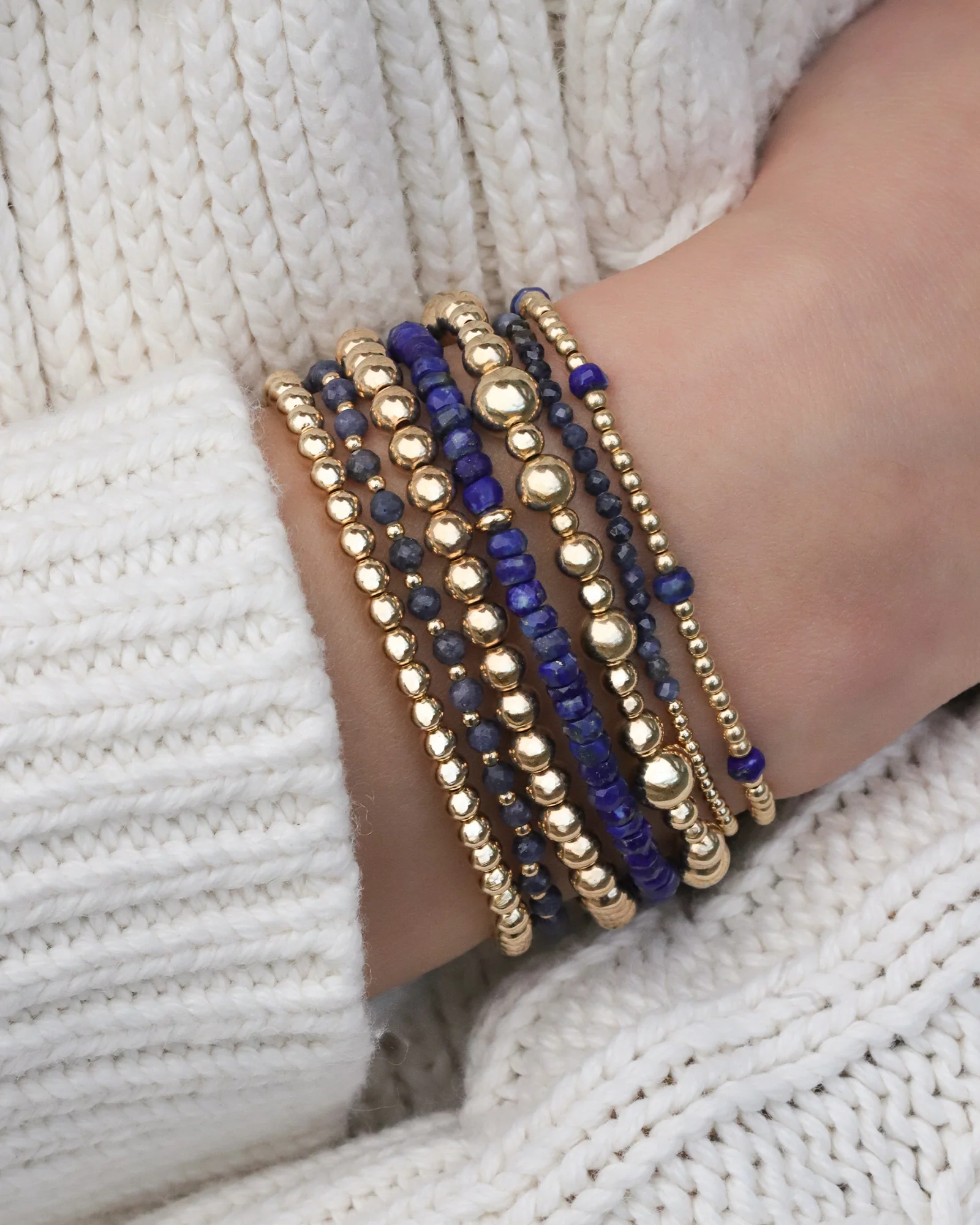 Beaded 7 Stone Bracelet | 2.5mm - Image 2