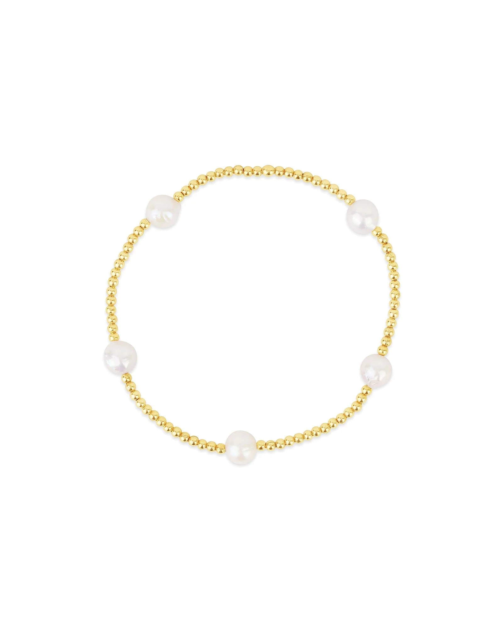 Beaded Station Pearl Bracelet | 2mm