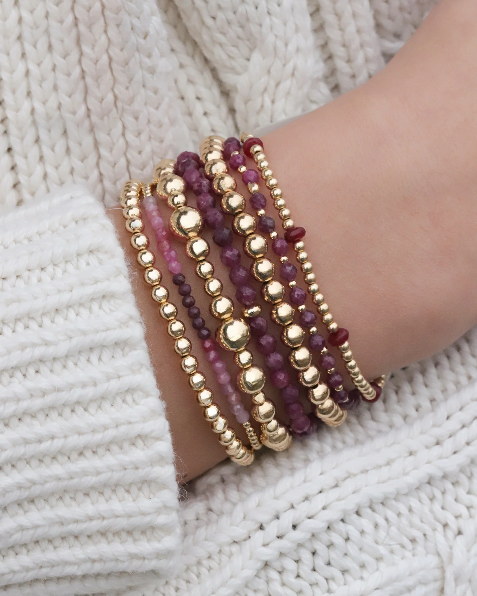 Mixed Beaded Stone Bracelet | 3mm - Image 2