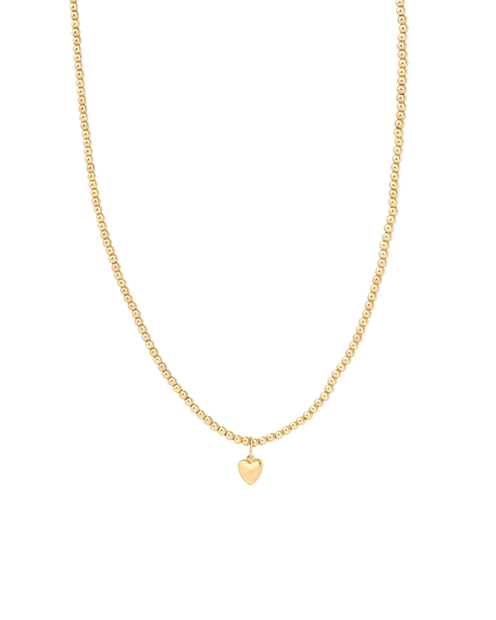 Puffy Heart Beaded Necklace | 2.5mm