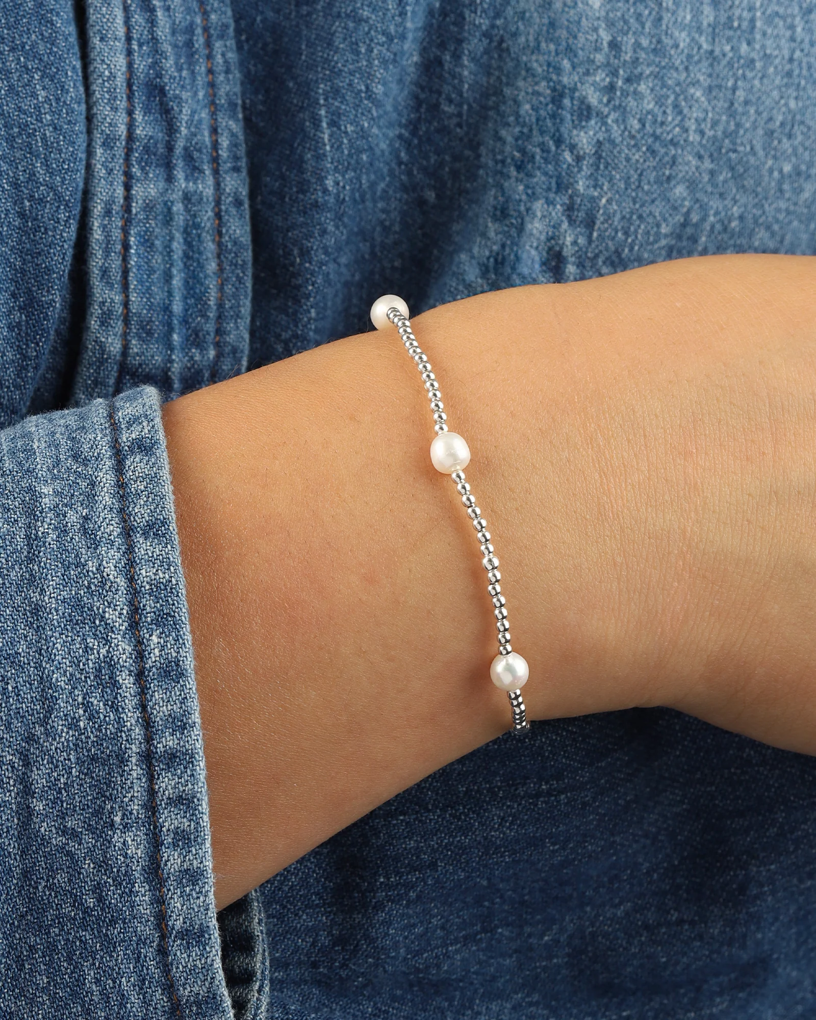 Beaded Station Small Pearl Bracelet | 2mm - Image 2