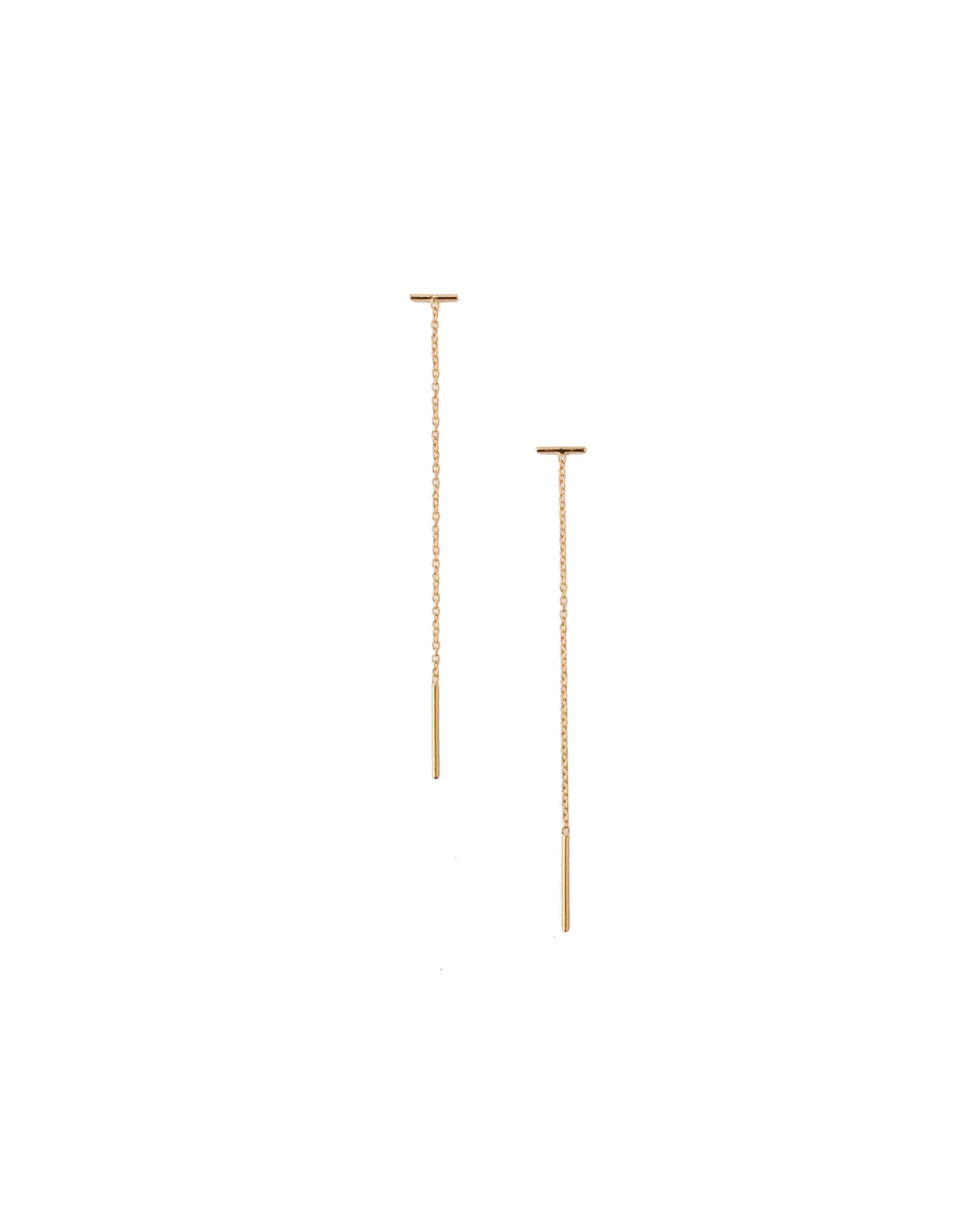 Gold Bar Chain Thread Earrings