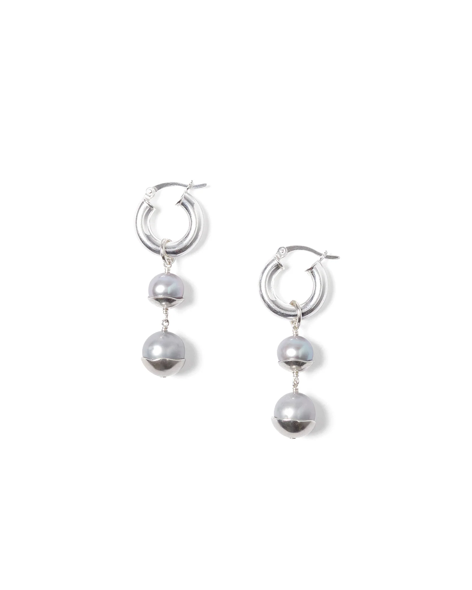 Silver Dipped Tiered Hoop Earrings