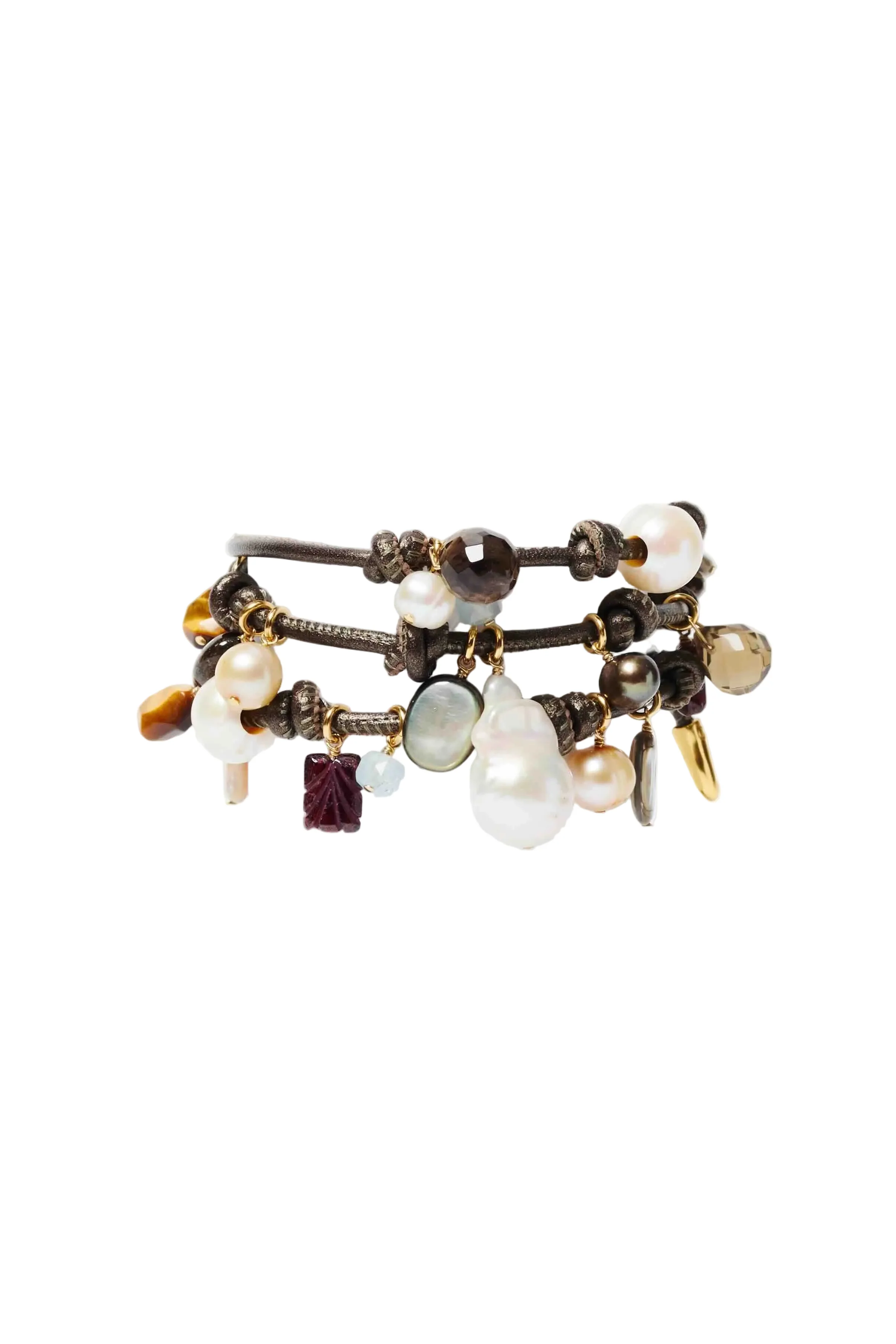 Lea Leather Three Wrap Bracelet