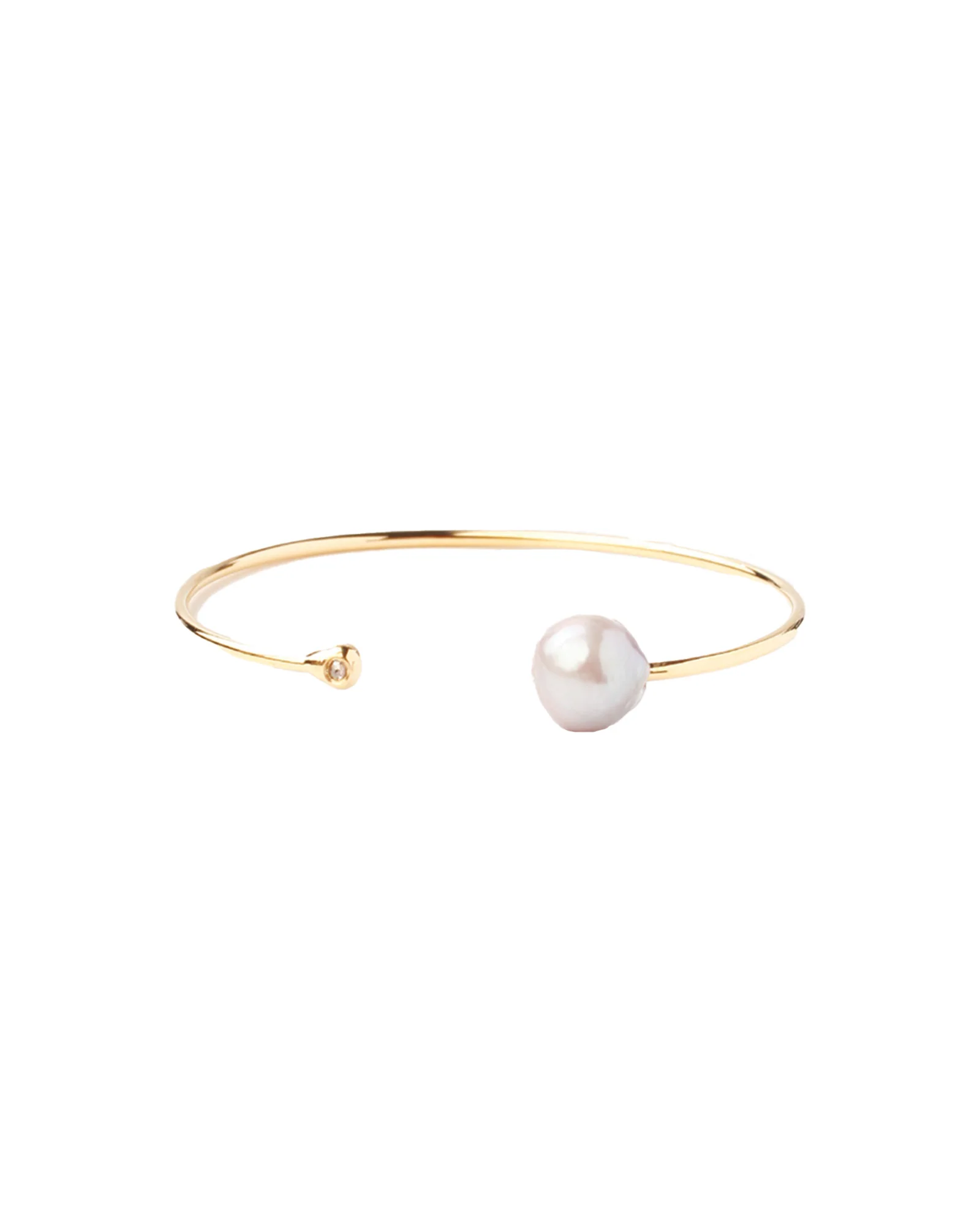 White Pearl and Gold Diamond Cuff