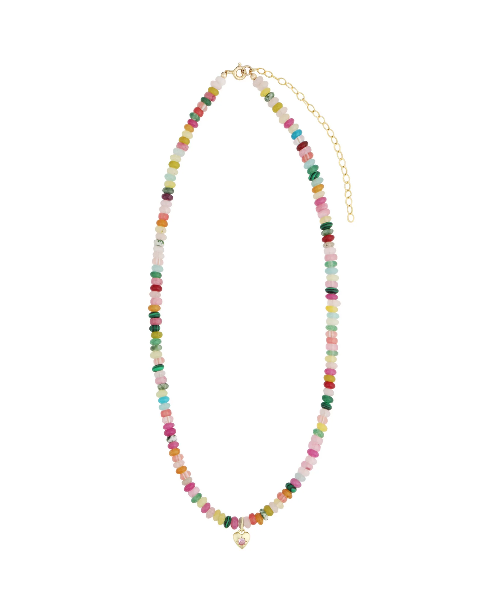 Tiny Heart Charm Beaded Necklace - Image 3