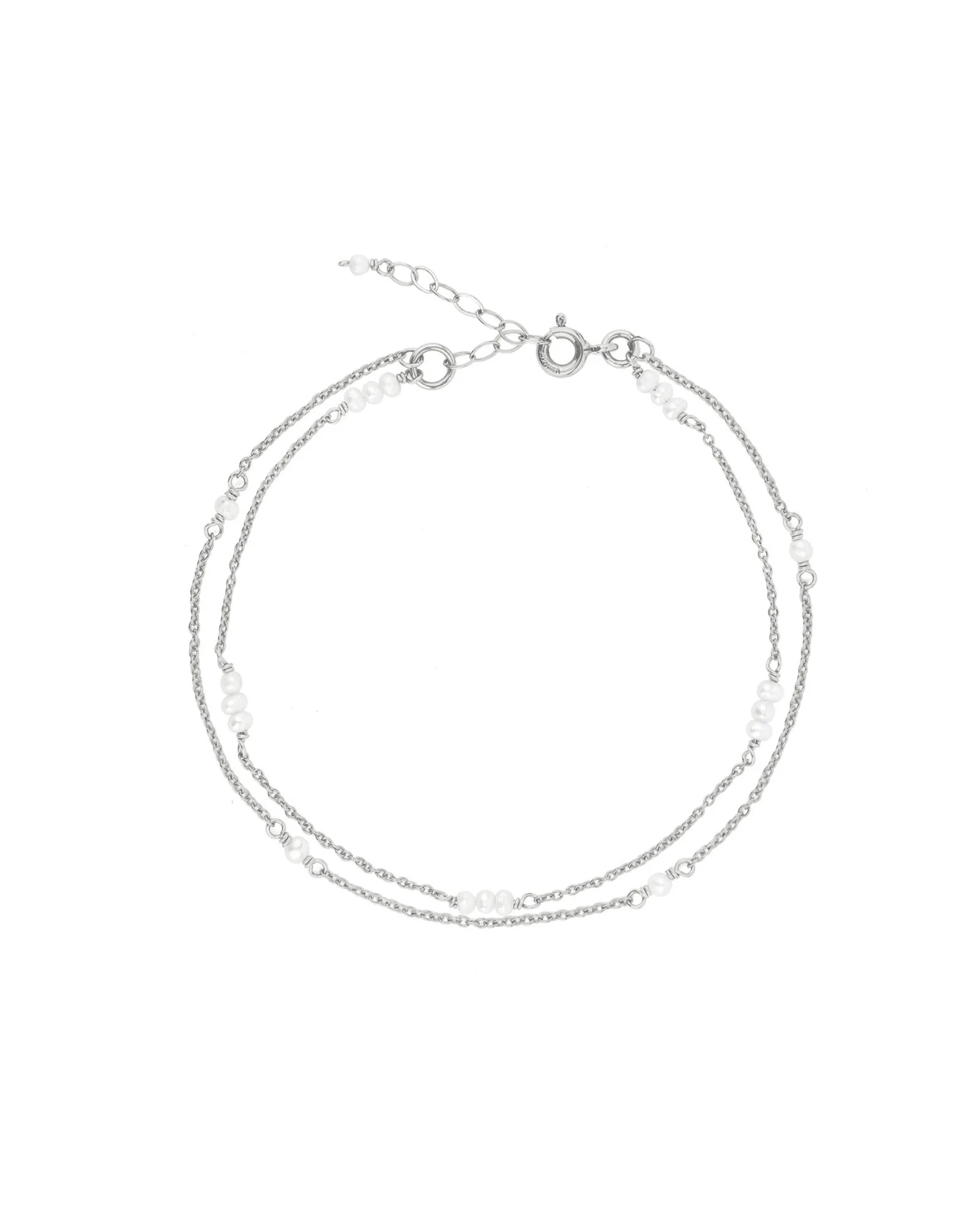 Two Row Pearl Station Bracelet