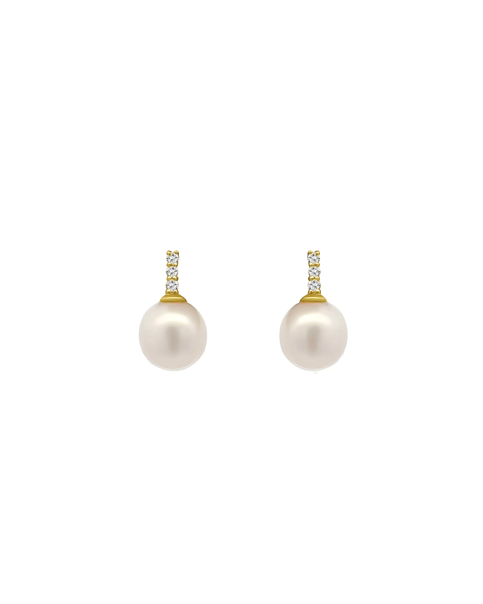 Pearl Drop Diamond Bar Studs