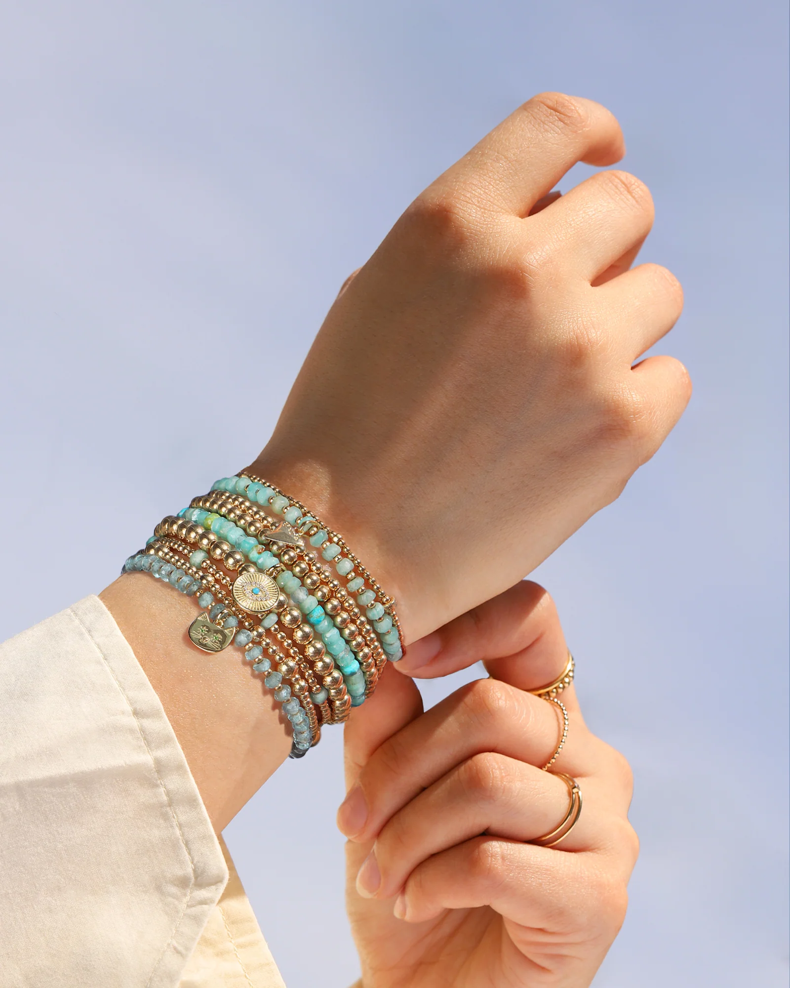 Evil Eye Charm Beaded Bracelet - Image 2