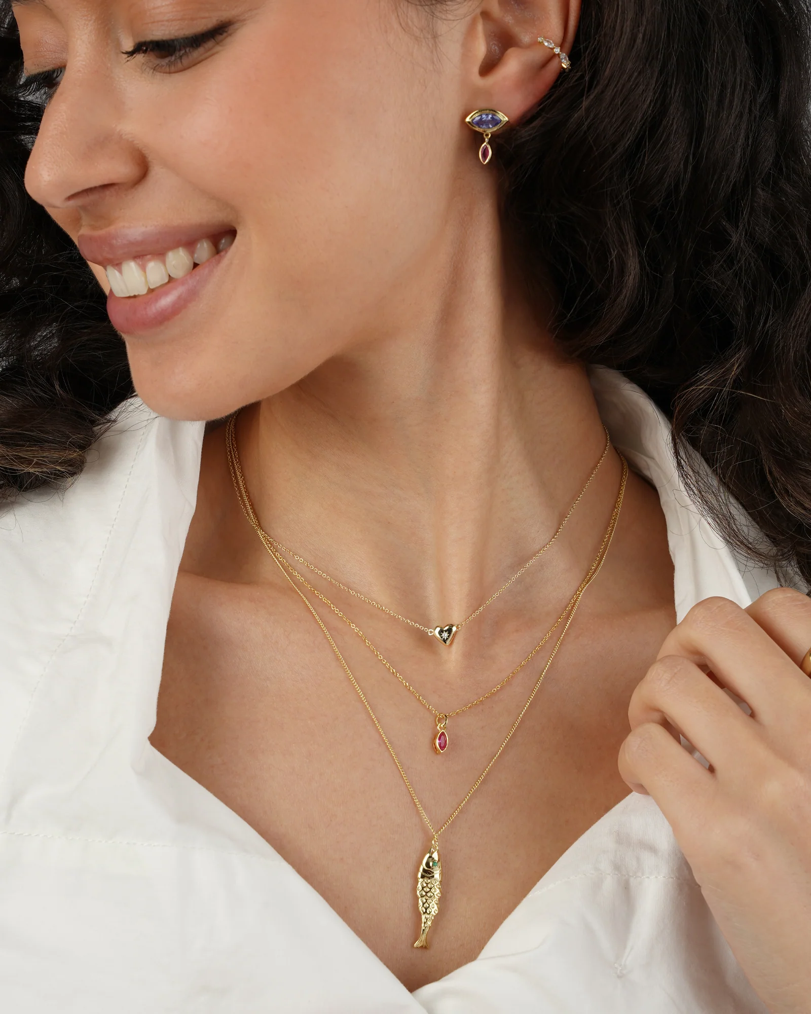 Evil Eye Marquise Drop Studs - Image 2