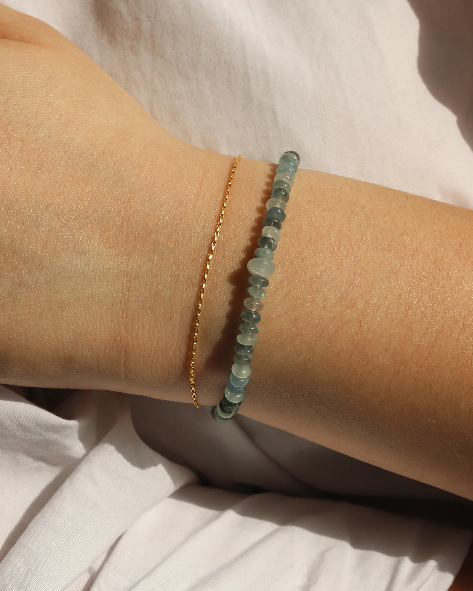 Shaded Aquamarine Beaded Bracelet - Image 2