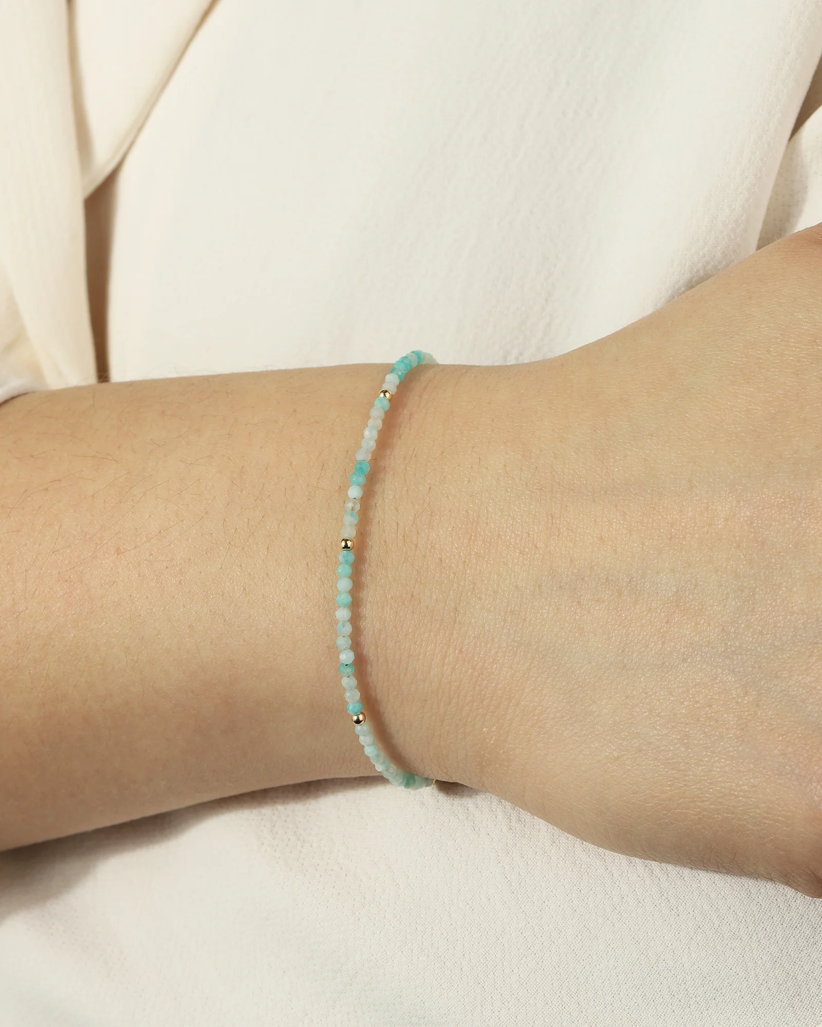 Amazonite Beaded Bracelet | 2mm - Image 2