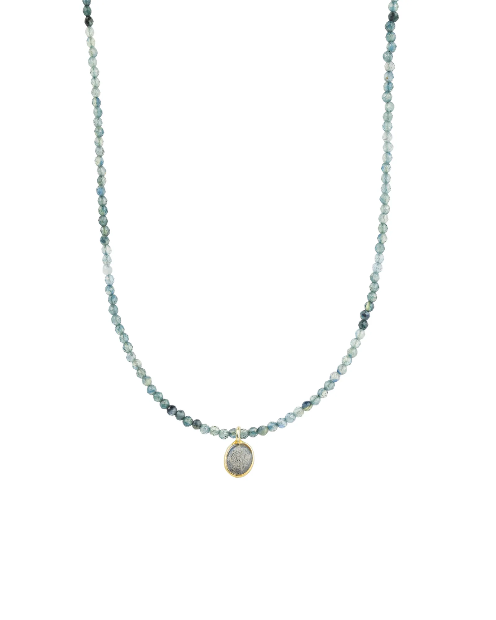 Blue Sapphire & Labradorite Charm Beaded Necklace