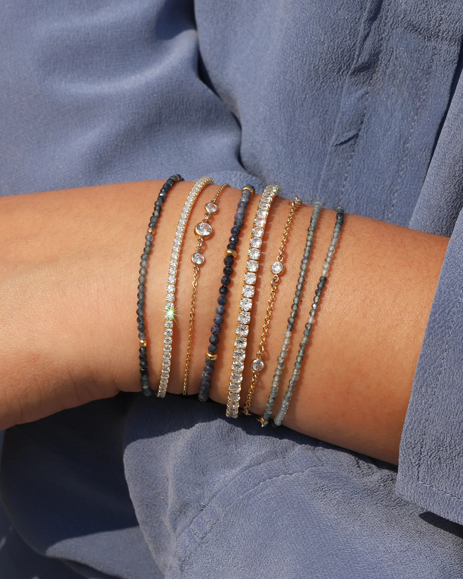 Light Blue Sapphire Wrap Bracelet | 2mm - Image 2