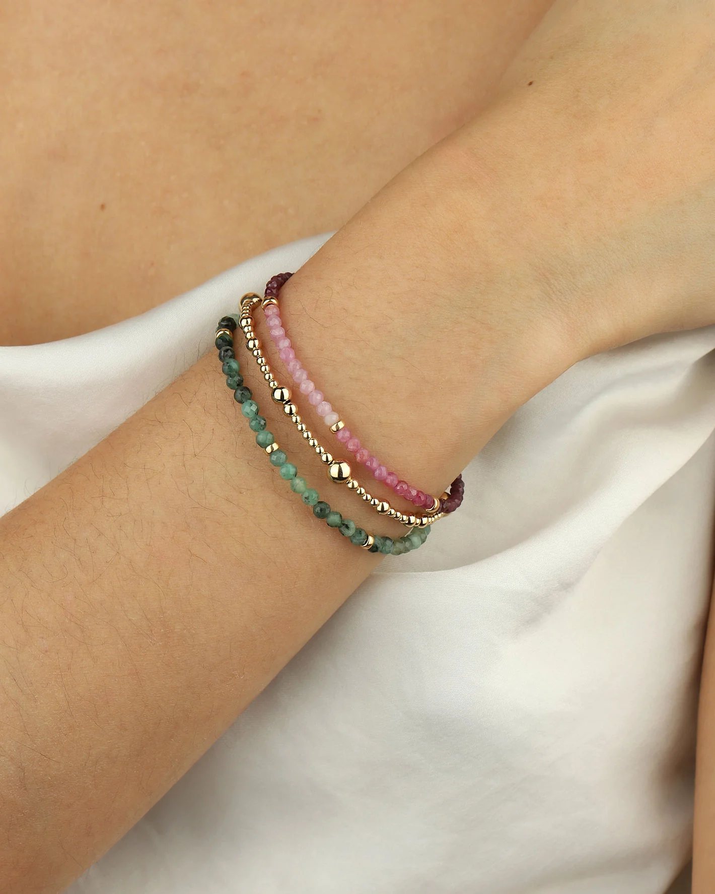 Emerald Four Rondelle Bracelet | 3mm - Image 2