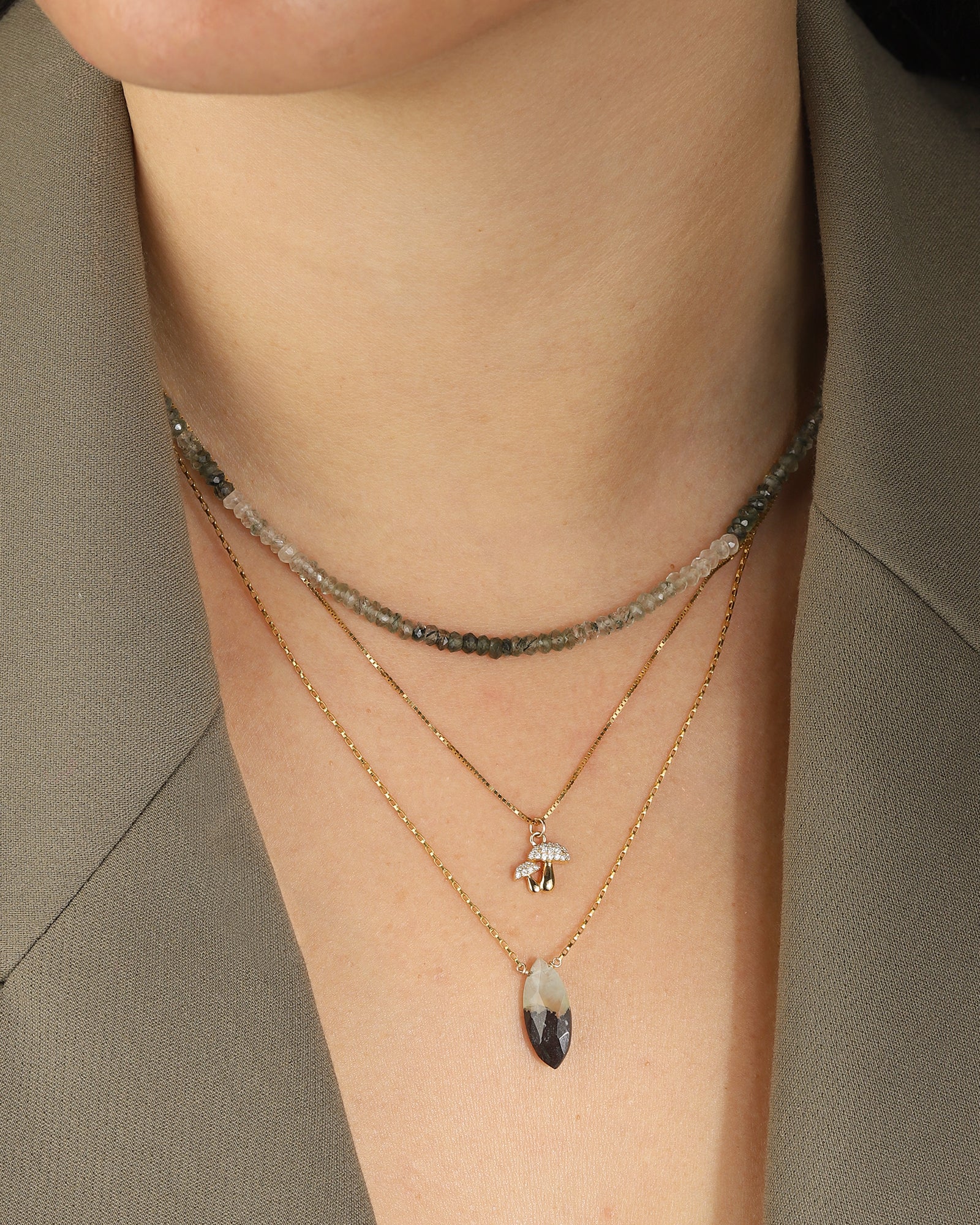 Green Quartz Beaded Necklace | 3.5mm - Image 2