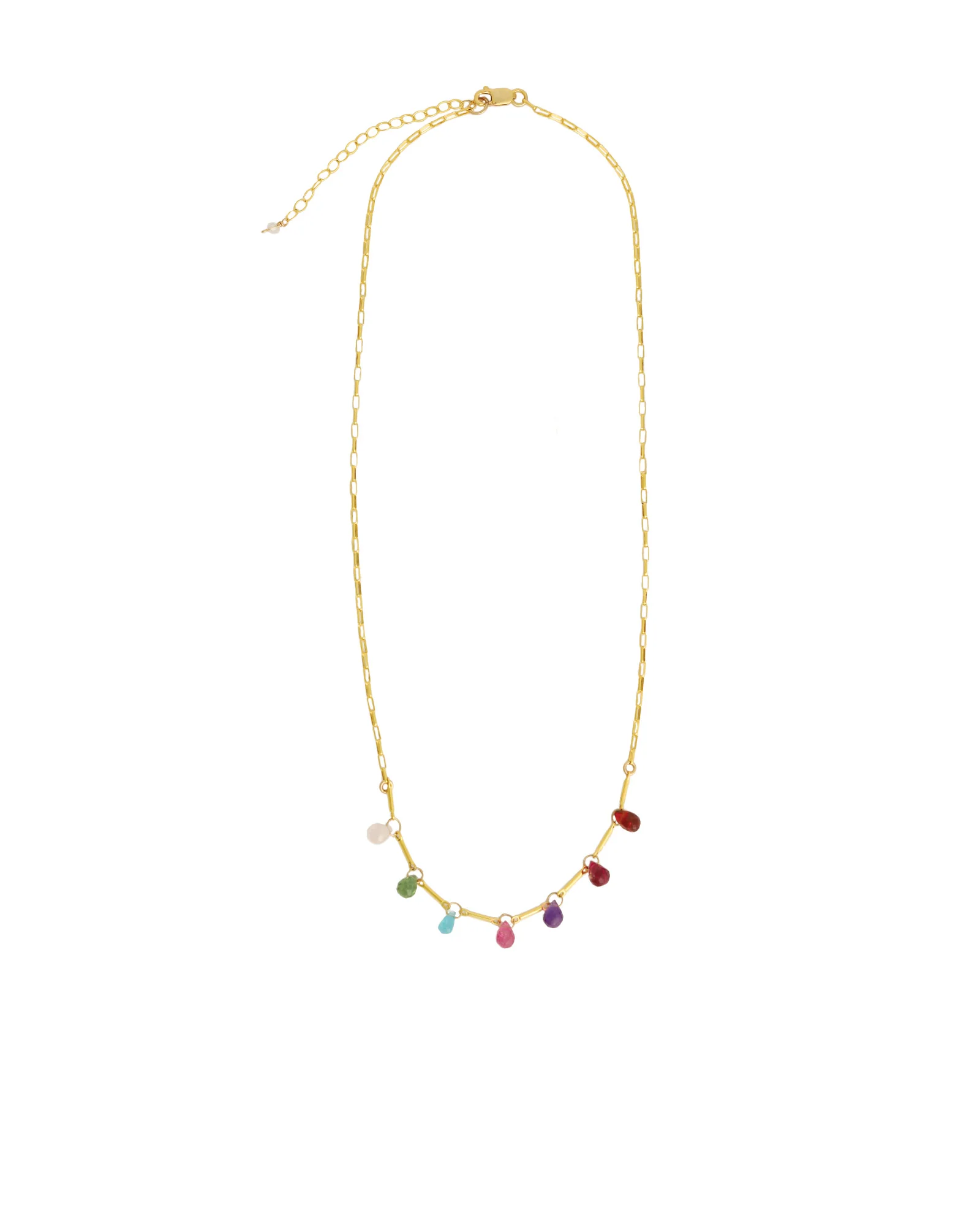 Mixed Teardrop Stone Chain Necklace - Image 3